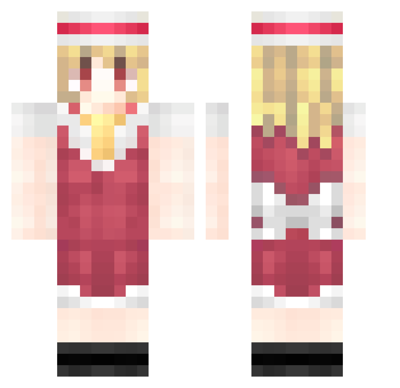 Mahoro_Kano Minecraft skin, front and back view