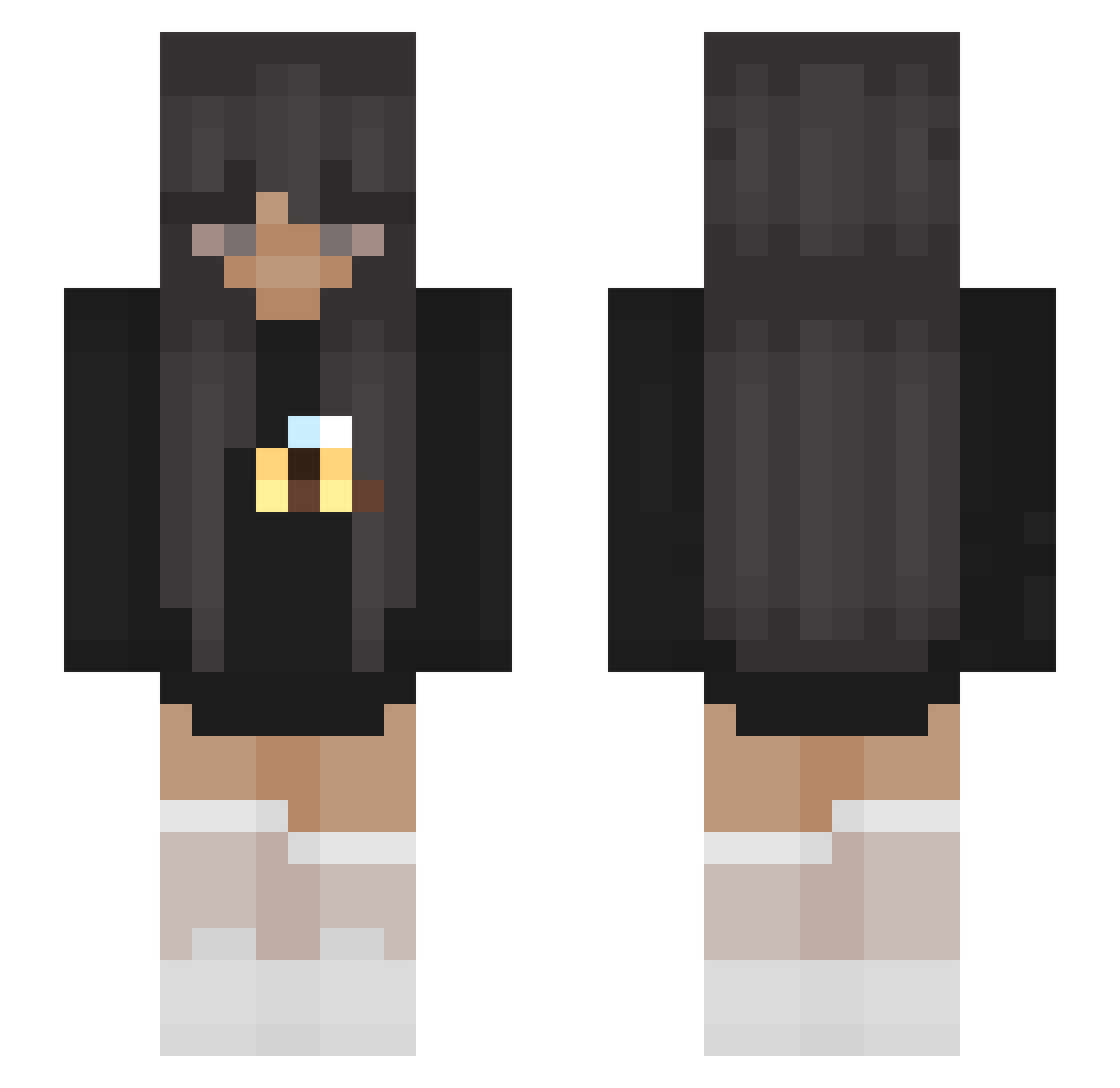 stressicaxc Minecraft skin, front and back view
