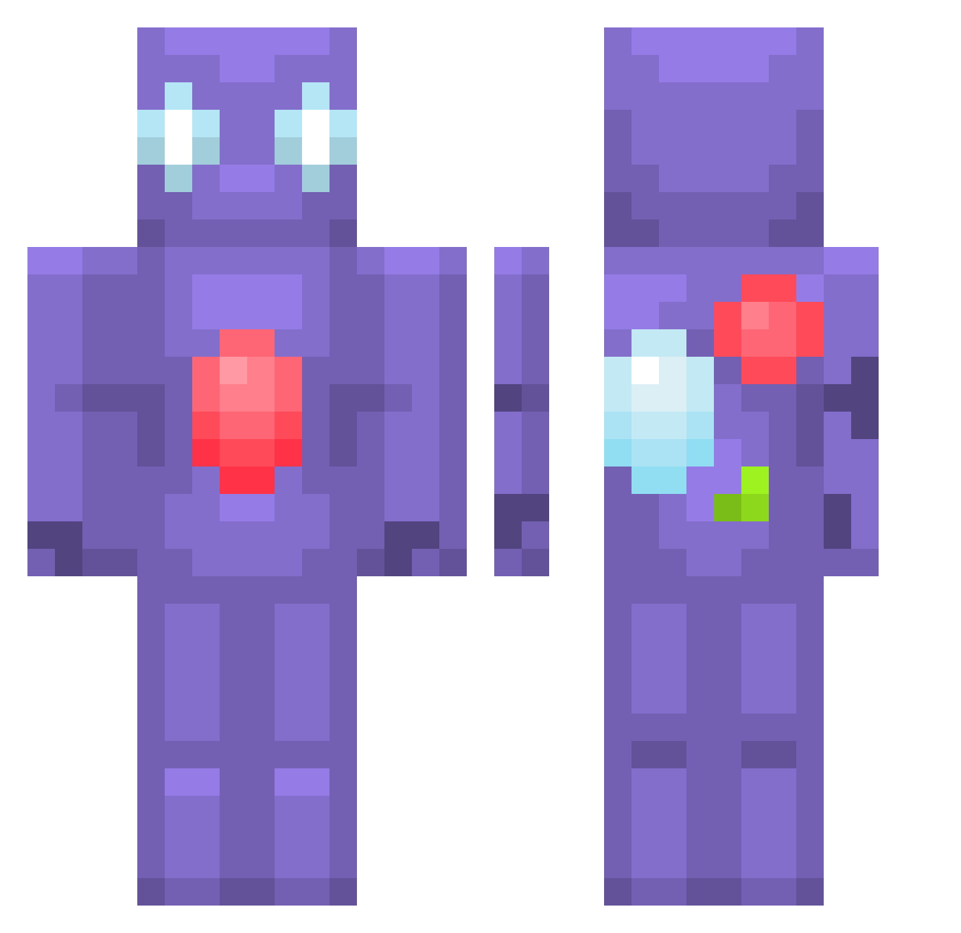 AngelAsuna8 Minecraft skin, front and back view