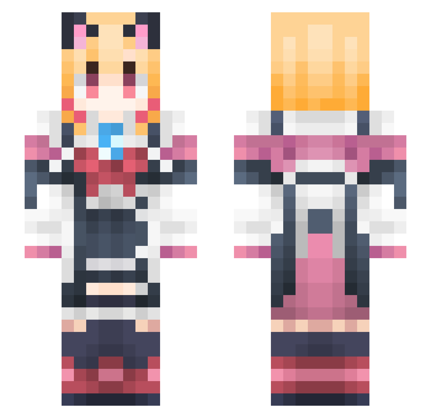 WaffleMePlease Minecraft skin, front and back view