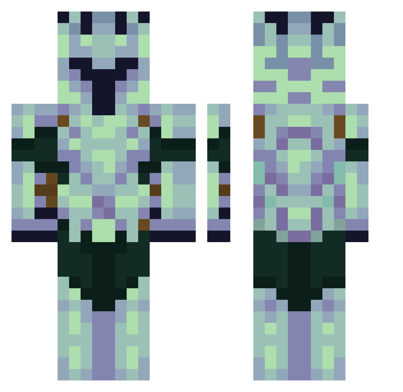 AllegedJester Minecraft skin, front and back view