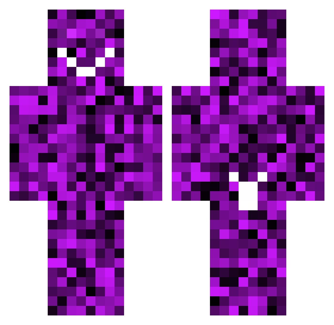Vealths Minecraft skin, front and back view