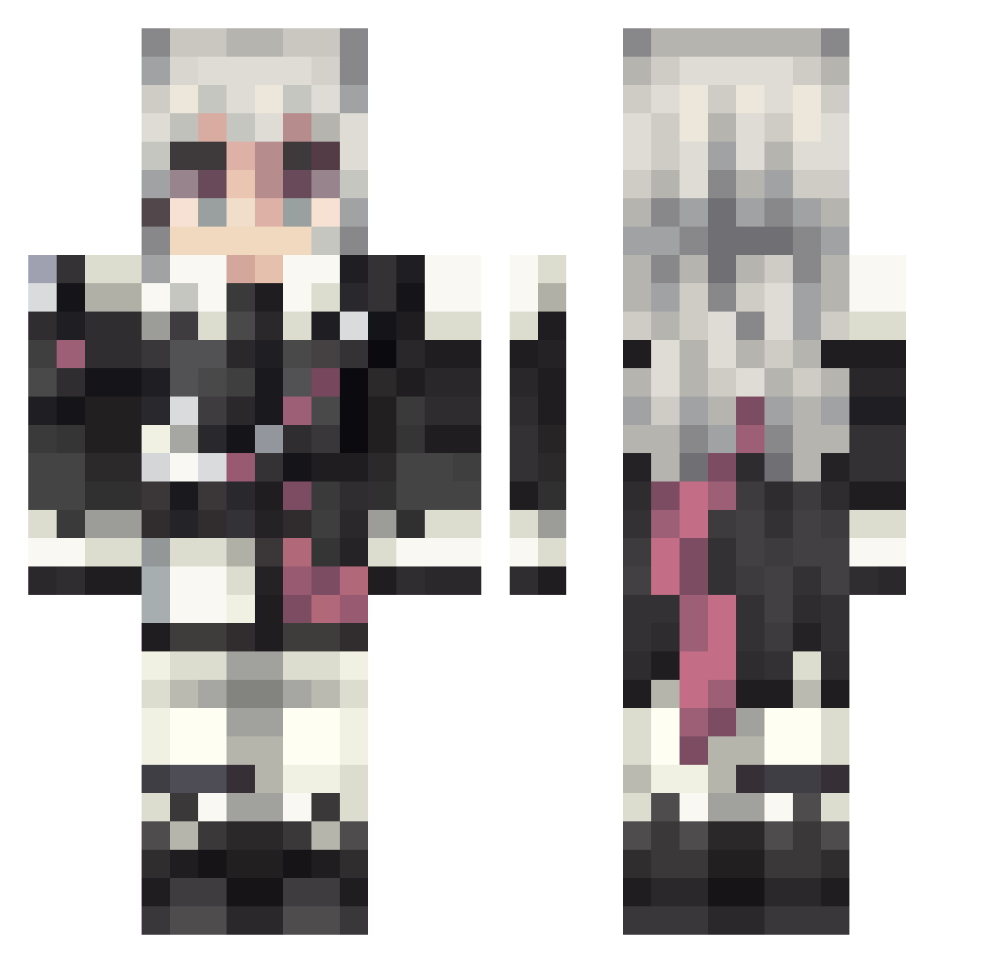 Vendettazas Minecraft skin, front and back view