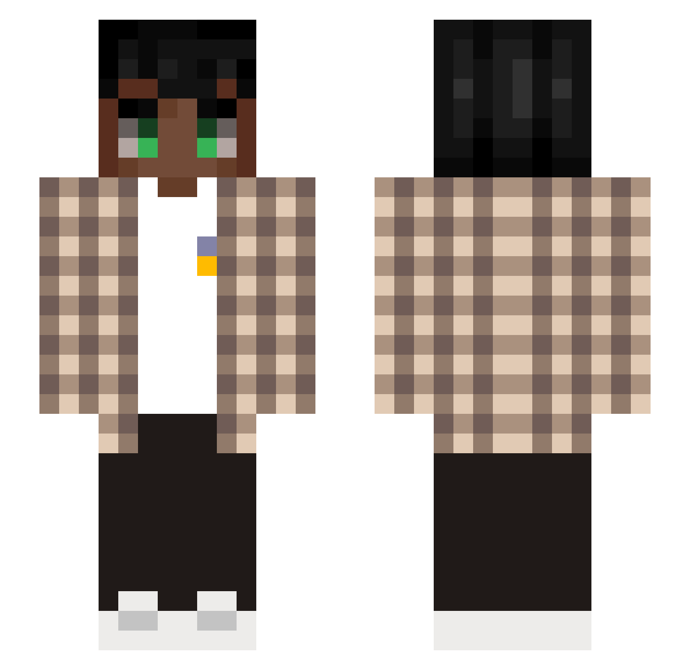EggierPanic Minecraft skin, front and back view