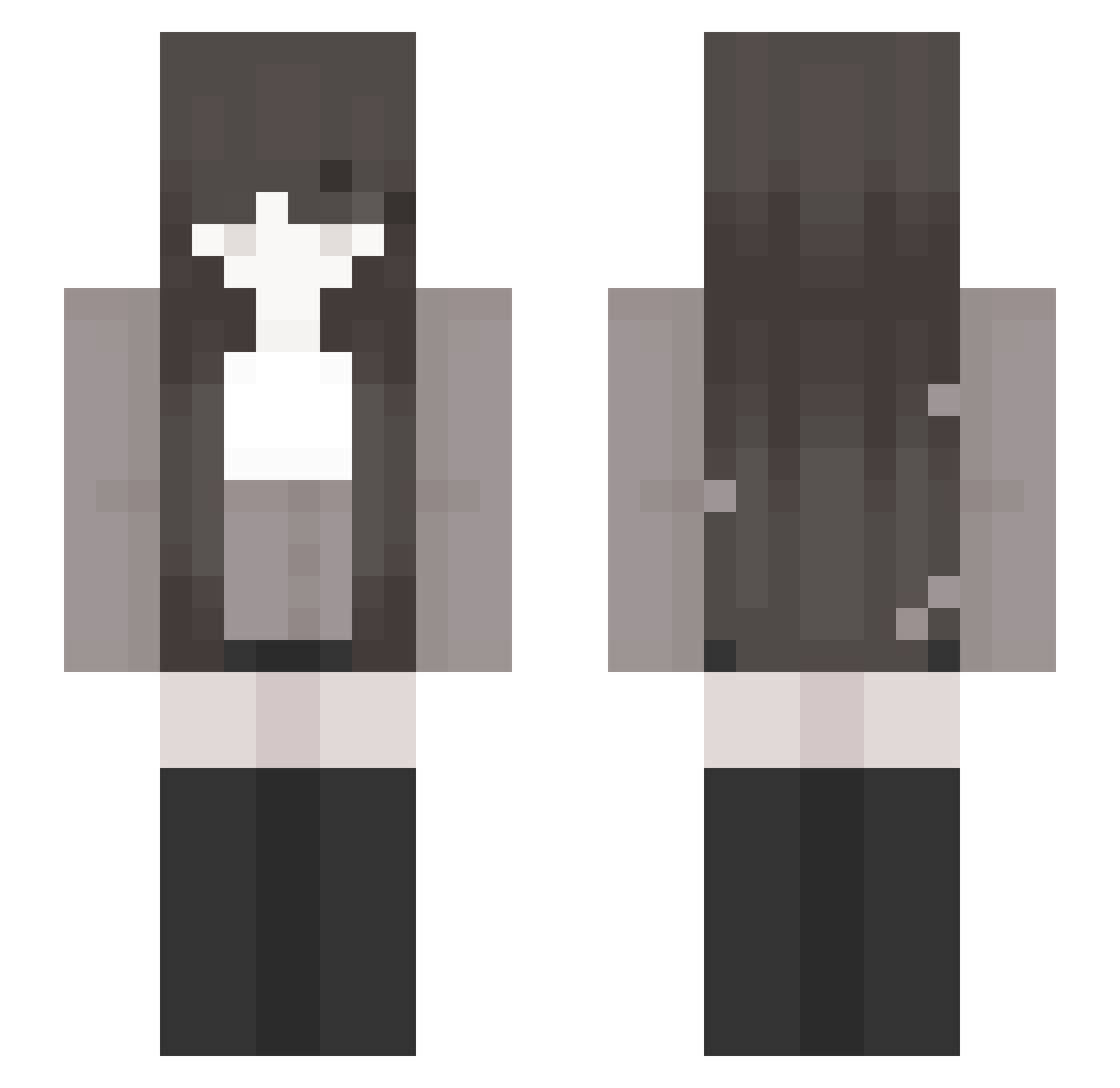 teveo Minecraft skin, front and back view
