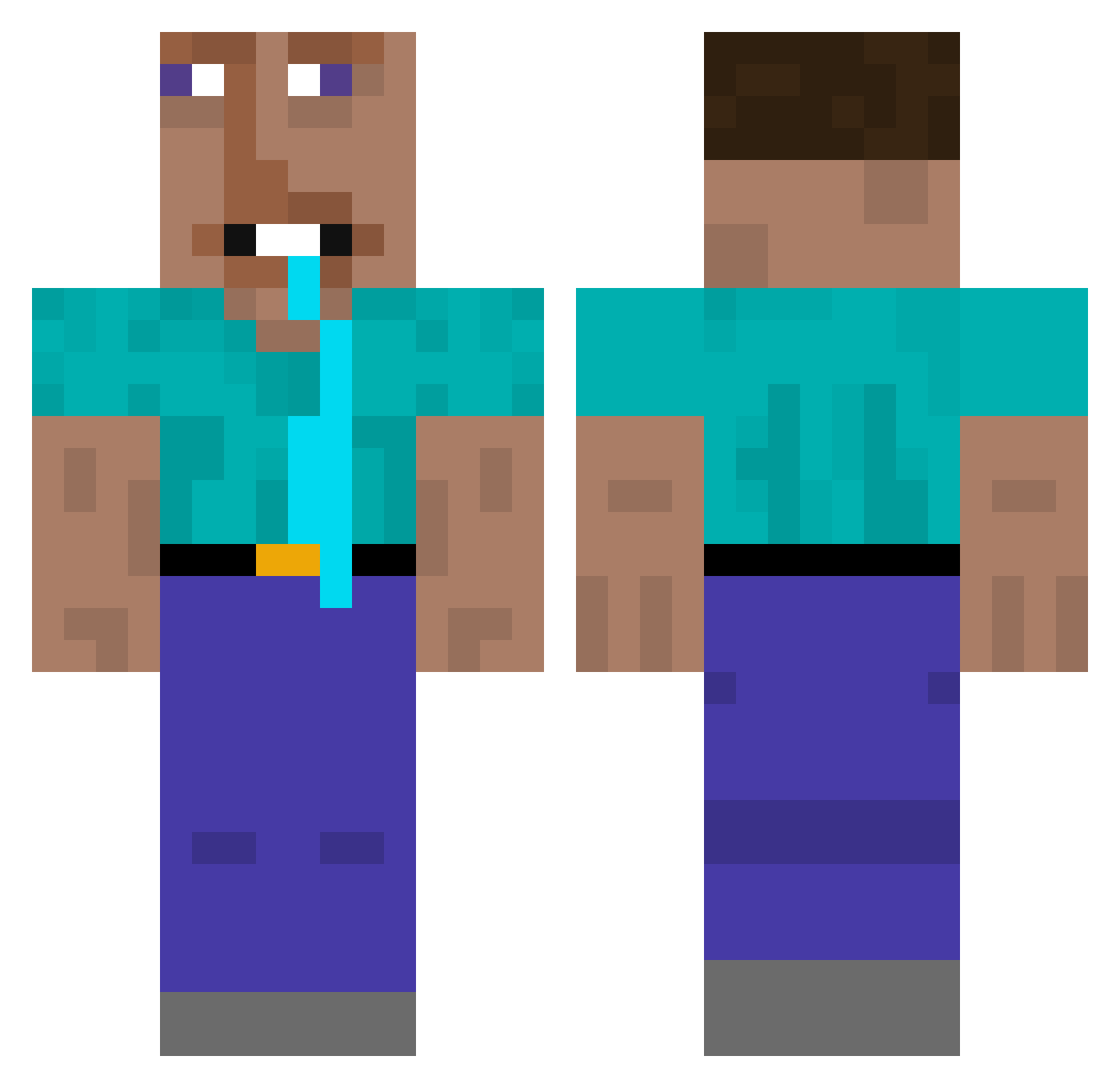 Padbol Minecraft skin, front and back view