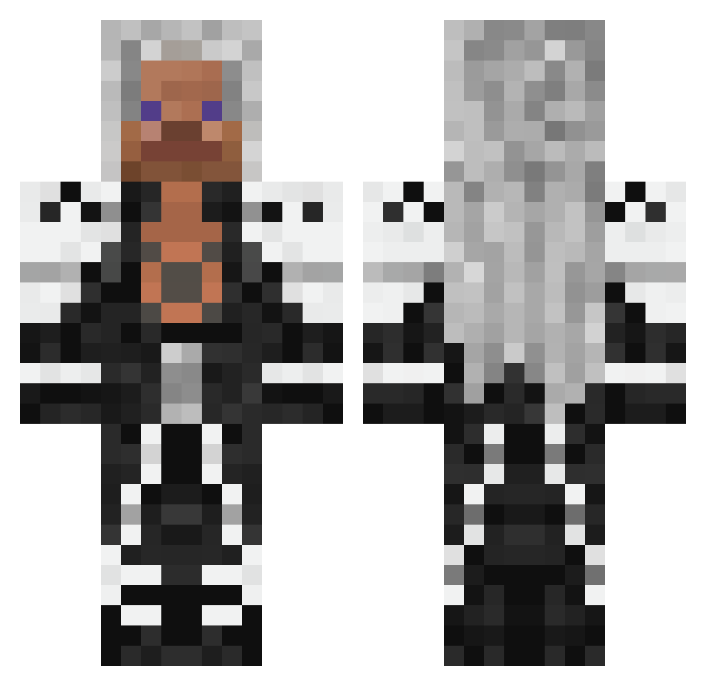 TheFester Minecraft skin, front and back view