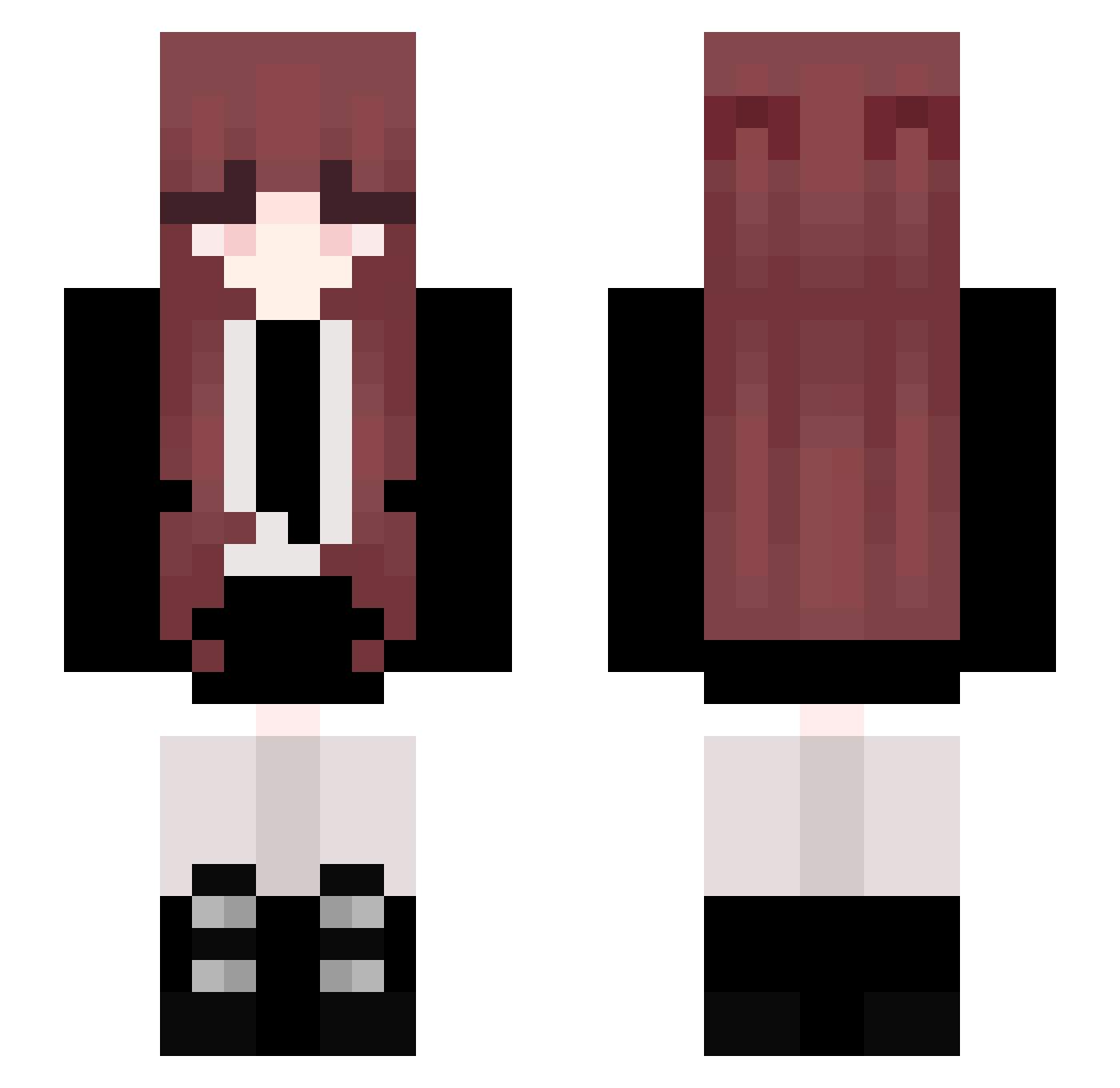 HzCexxy Minecraft skin, front and back view
