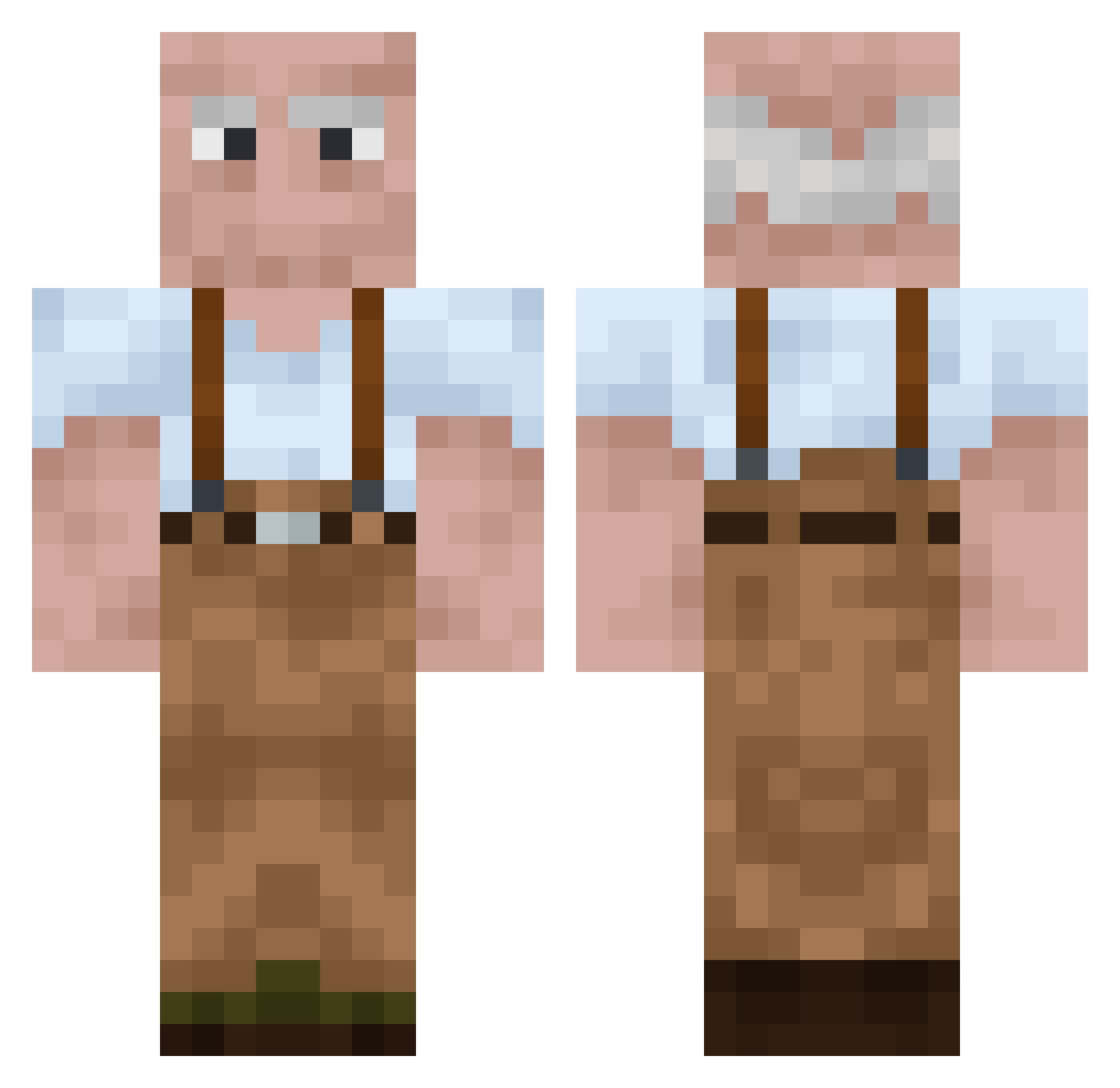 Socketization Minecraft skin, front and back view