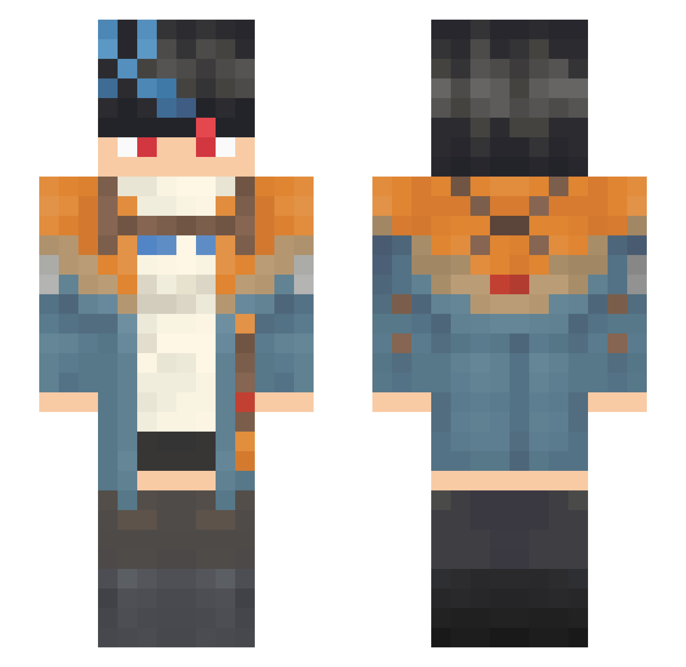 UN1KA Minecraft skin, front and back view