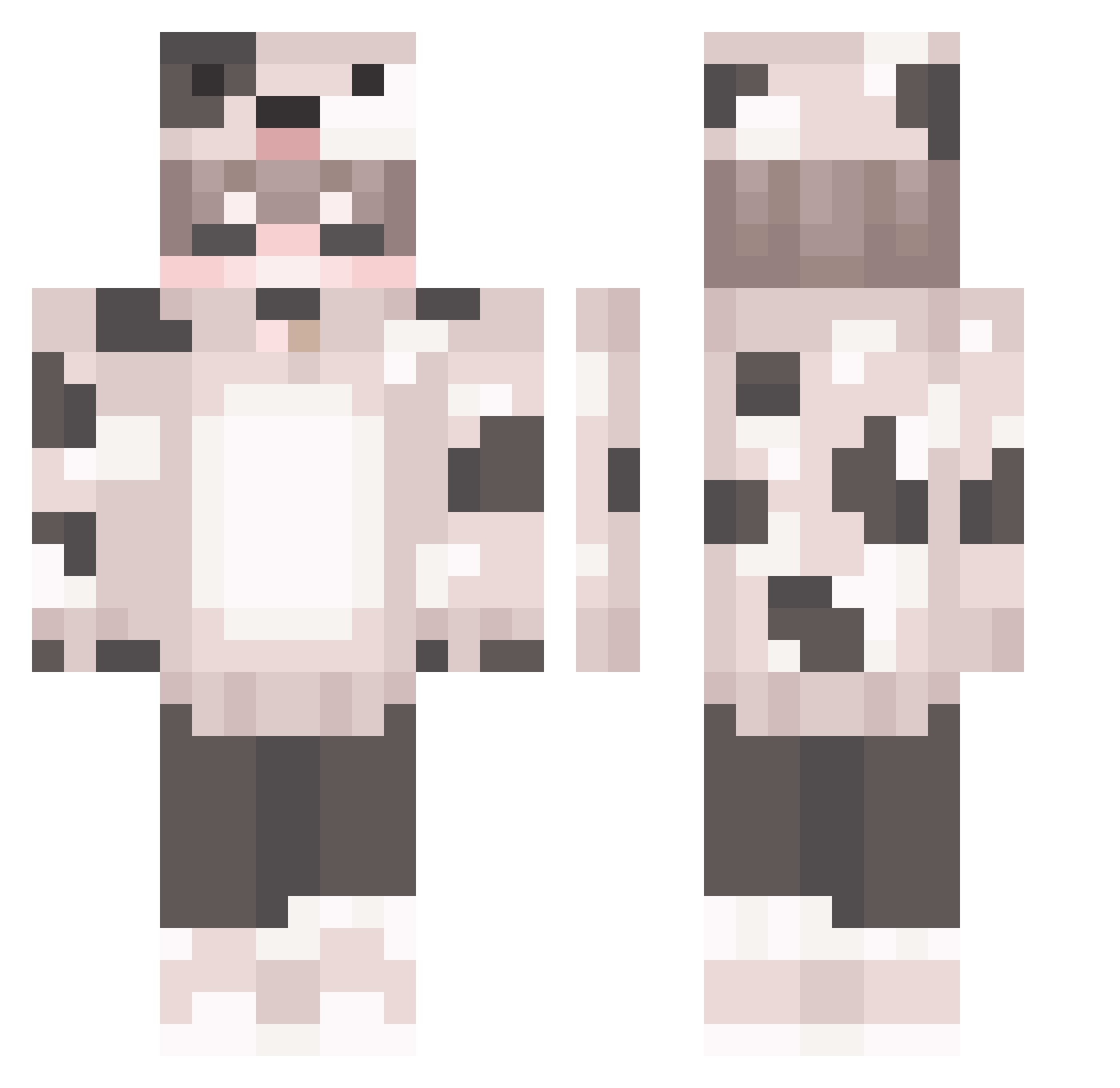 AceedTv Minecraft skin, front and back view