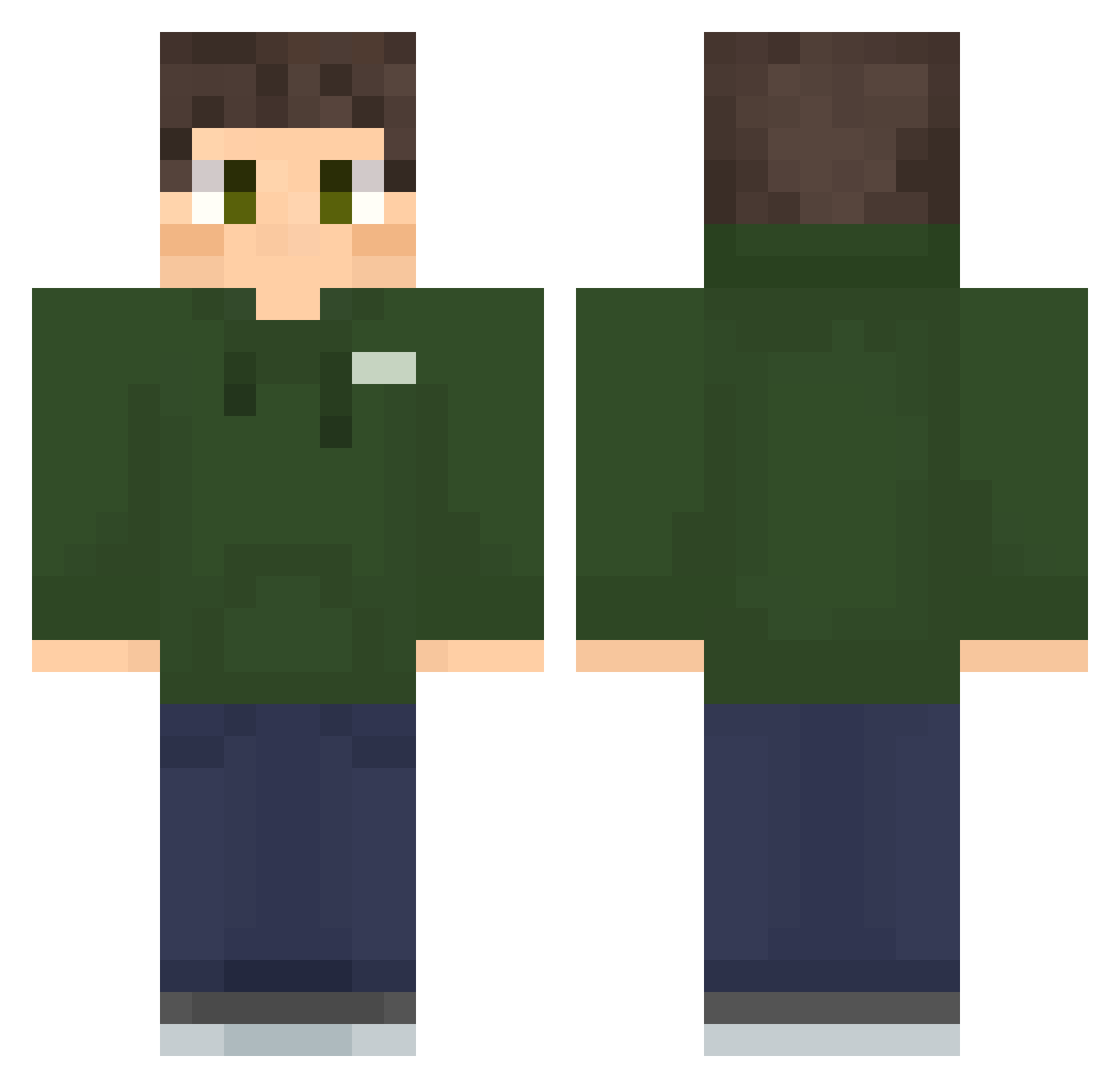 RustRed Minecraft skin, front and back view
