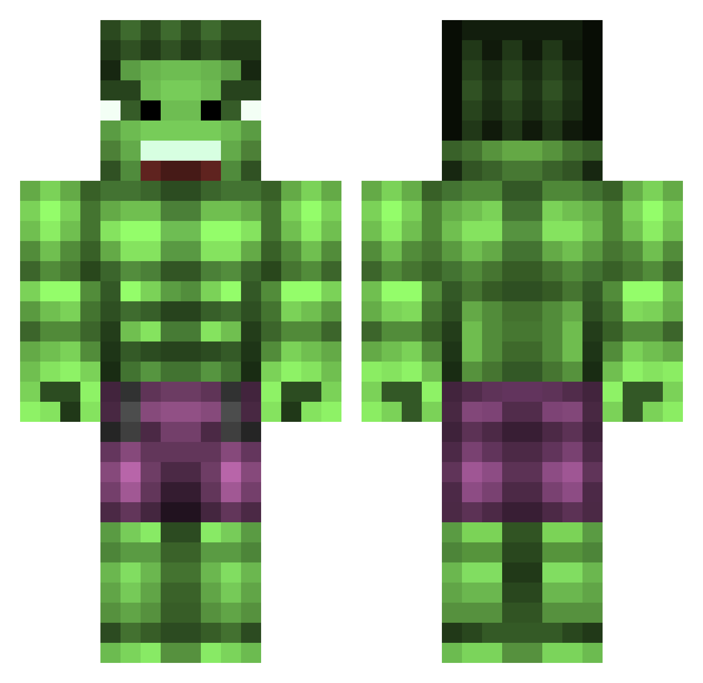 Zecrat Minecraft skin, front and back view