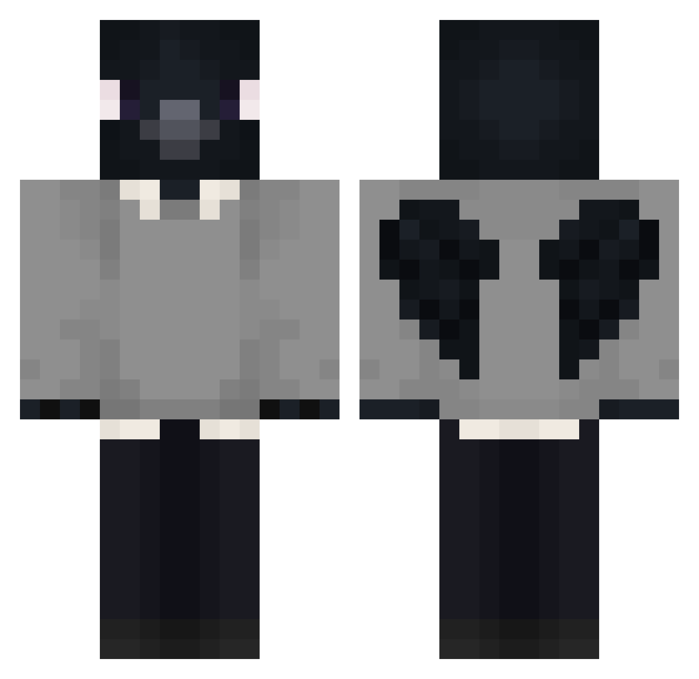 Rusty_crow Minecraft skin, front and back view