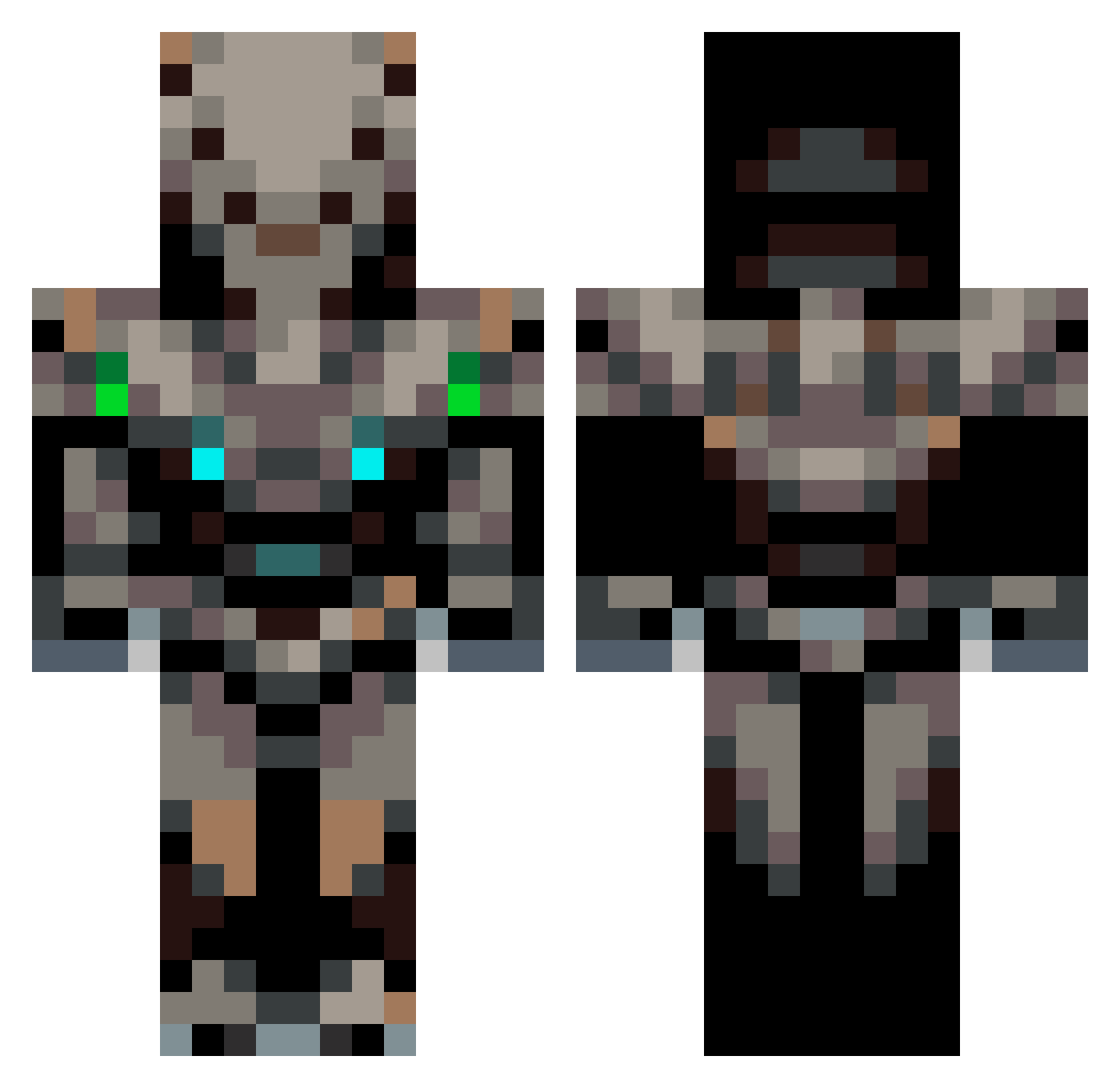 DraedonCalamity Minecraft skin, front and back view