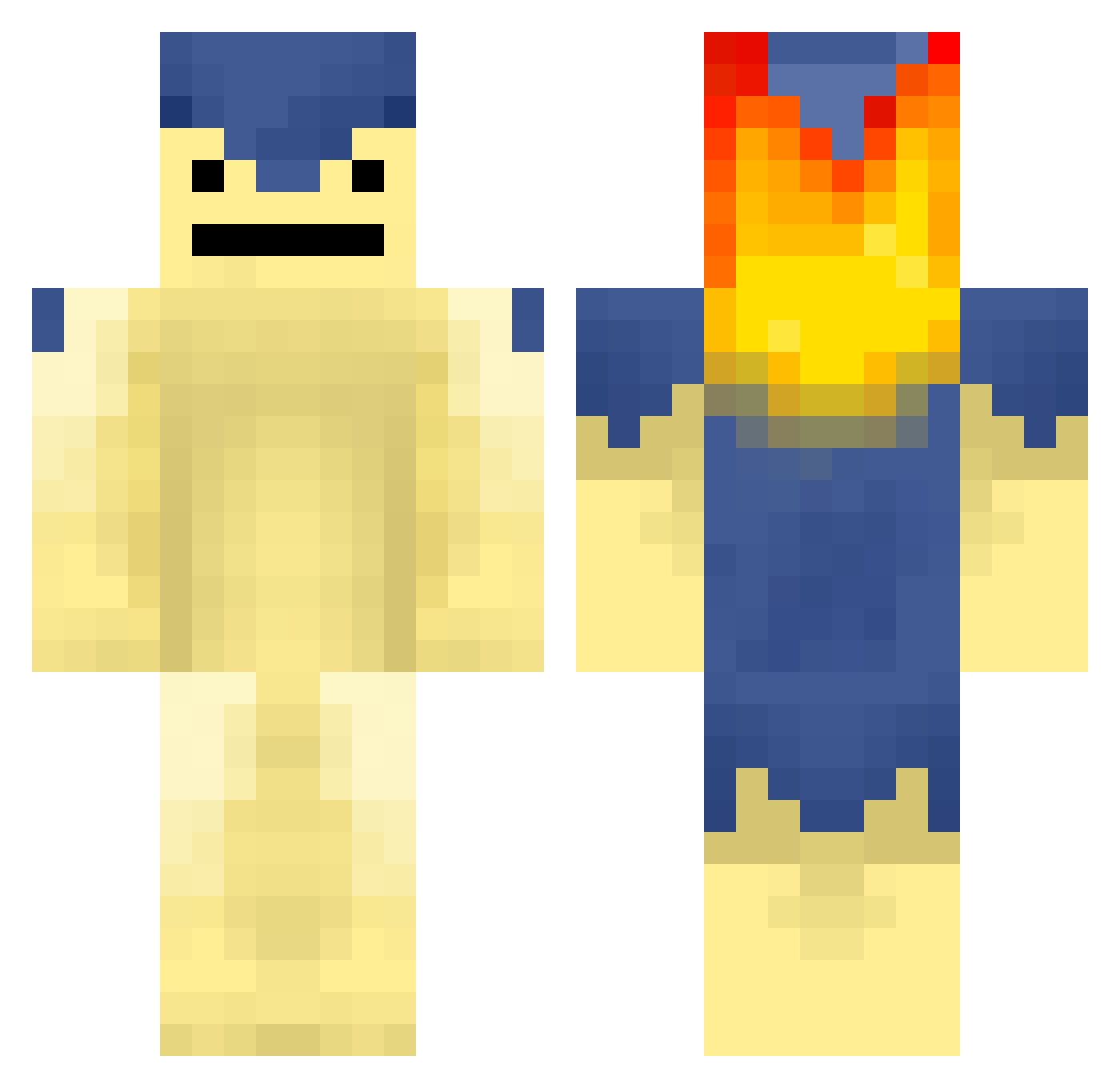 longhair Minecraft skin, front and back view