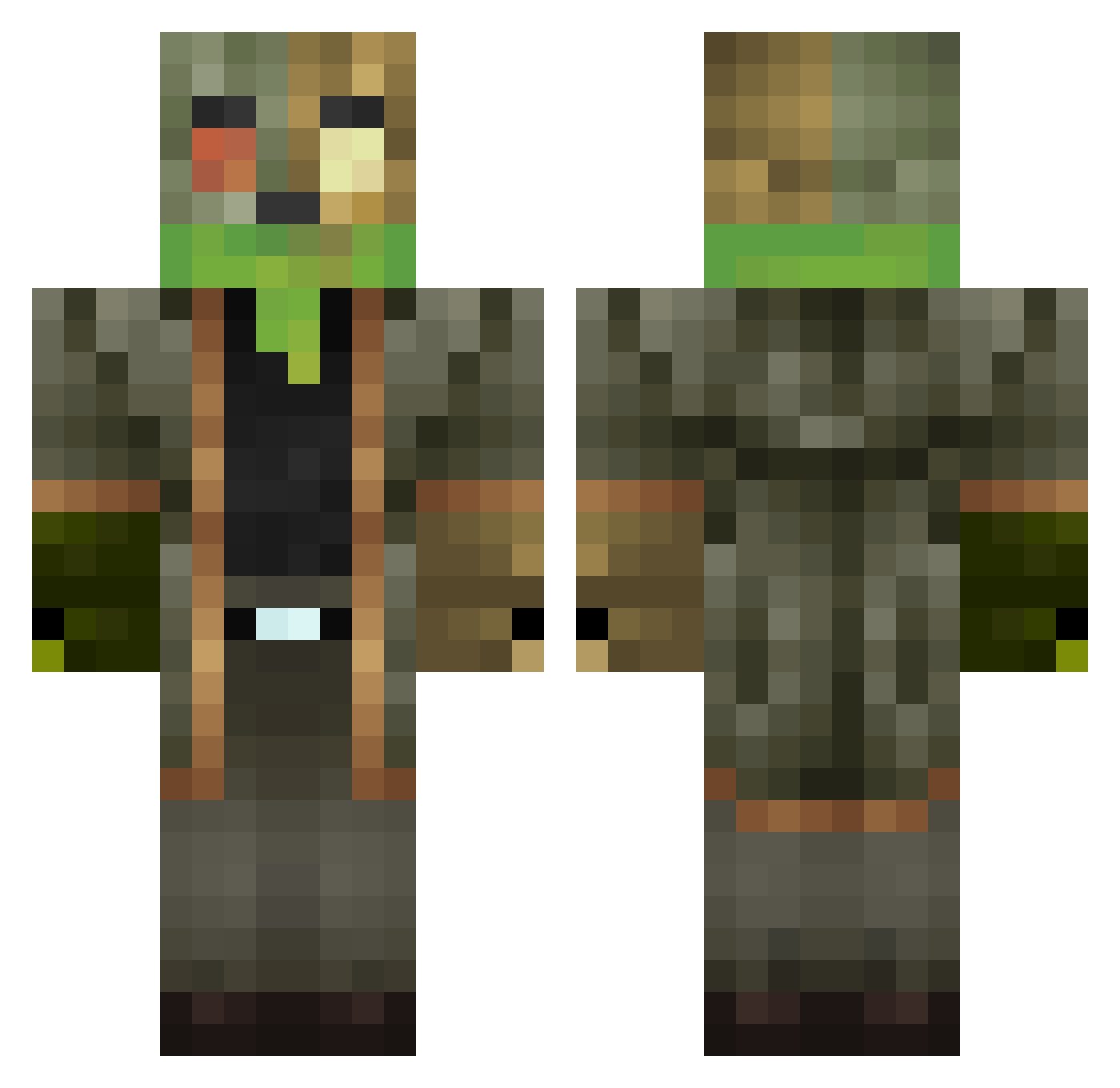 PhantomFredbear Minecraft skin, front and back view