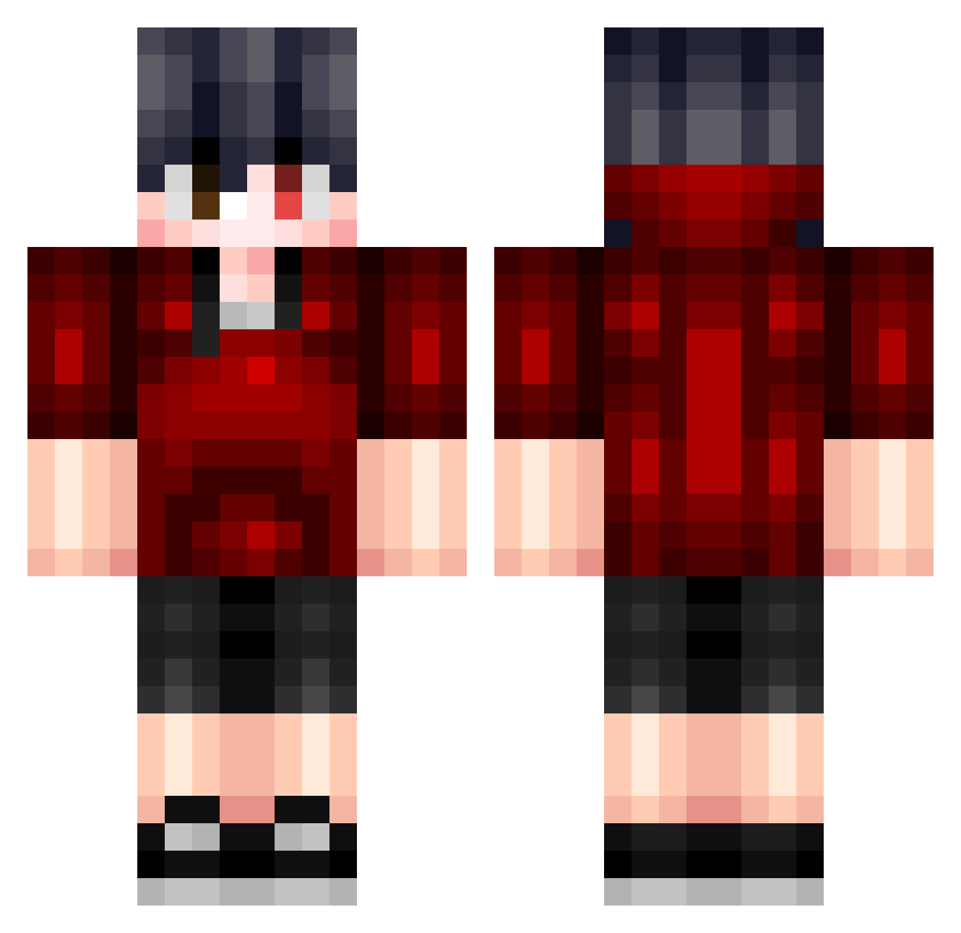 n0Row Minecraft skin, front and back view