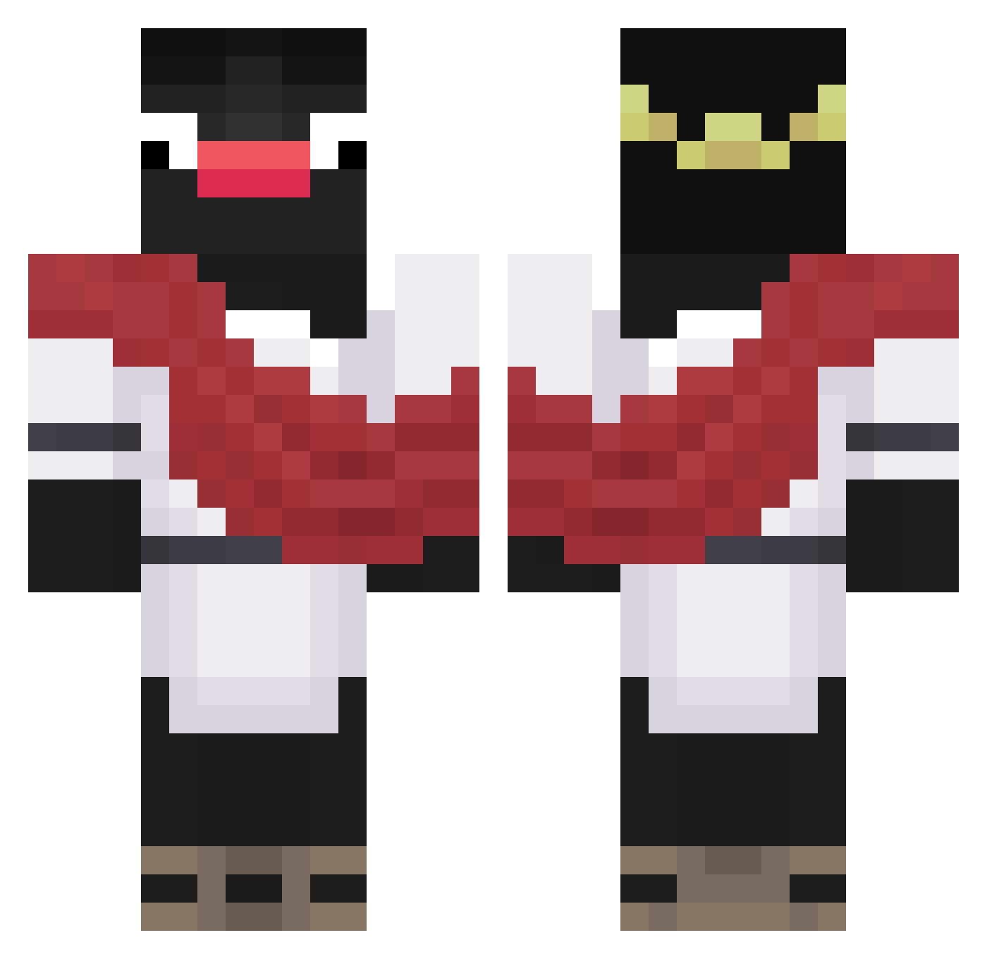 Nidoenjoyer Minecraft skin, front and back view