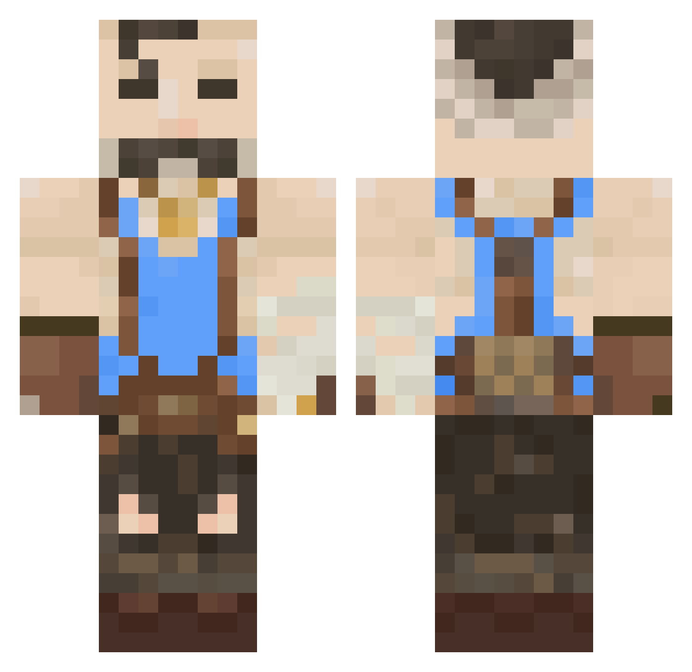 Yubzi Minecraft skin, front and back view