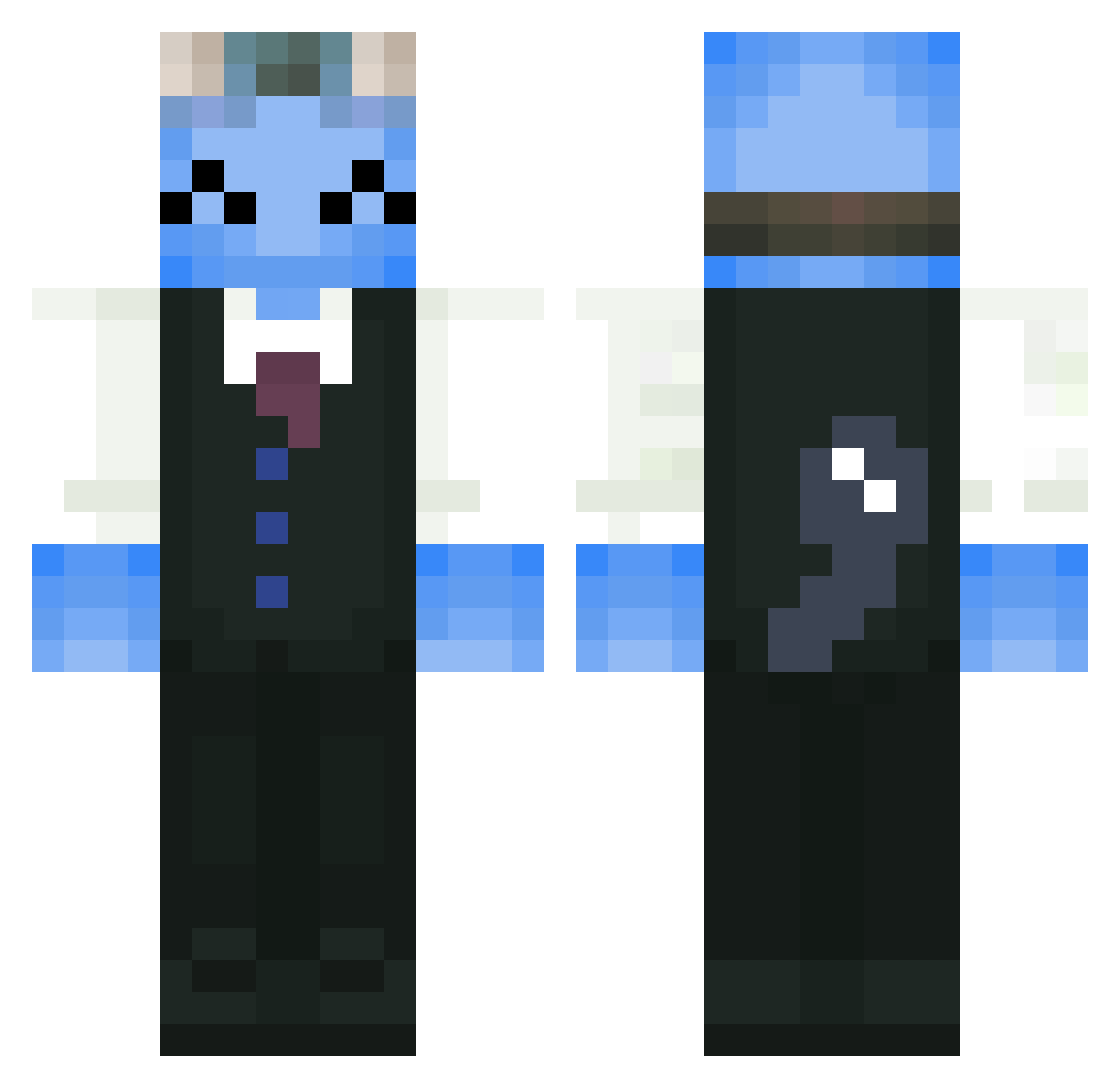 BubblesAxolotl Minecraft skin, front and back view