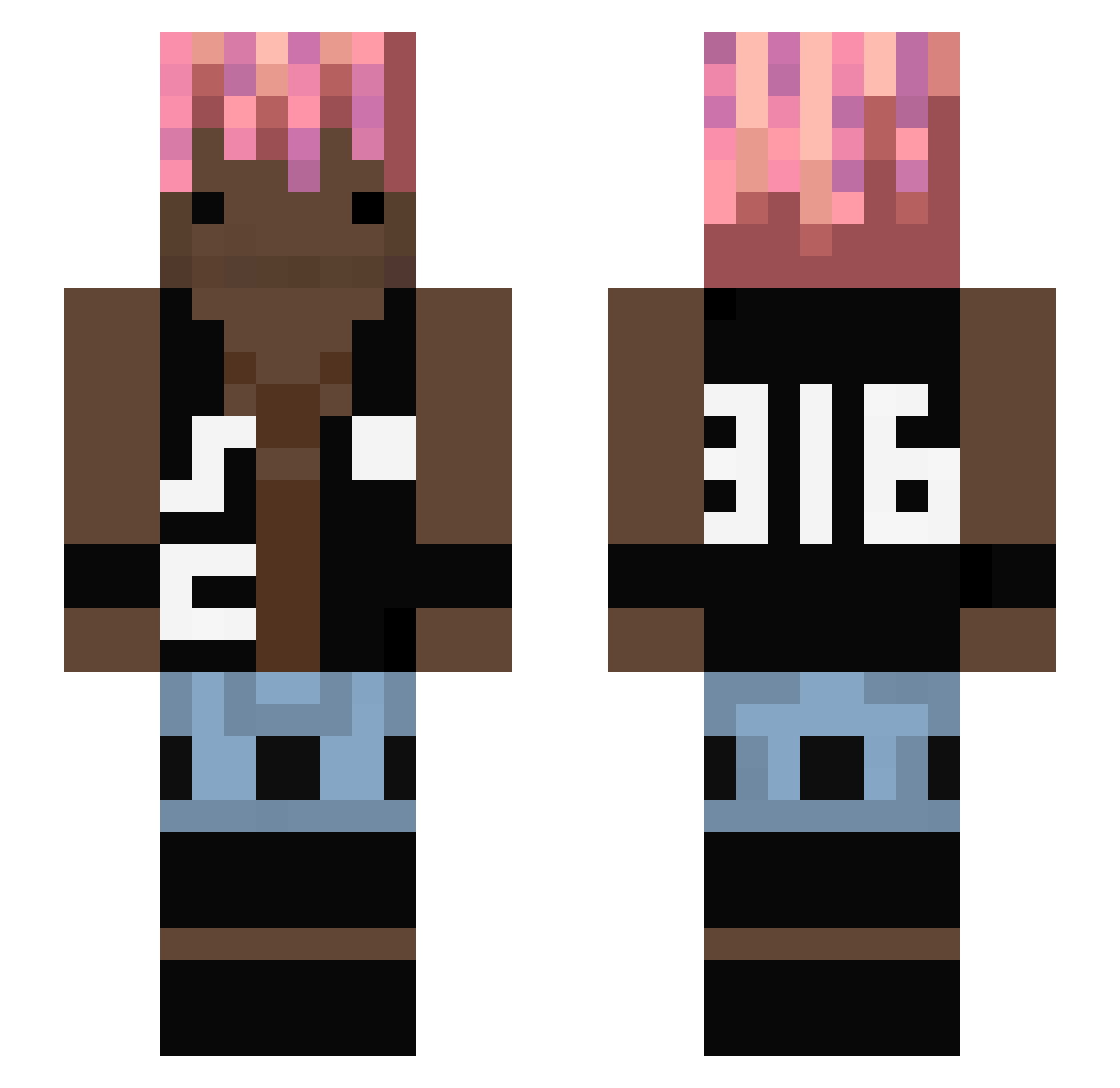 d4ndre Minecraft skin, front and back view