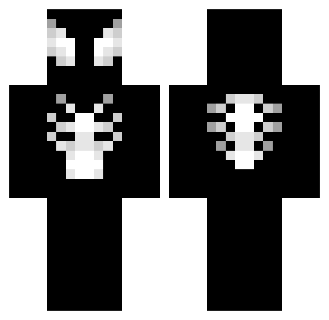 ItzWhitePanda Minecraft skin, front and back view