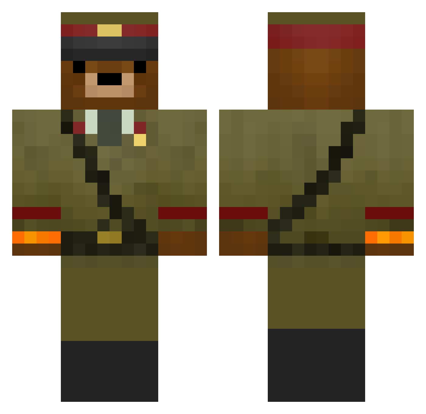 Gurbanguly Minecraft skin, front and back view