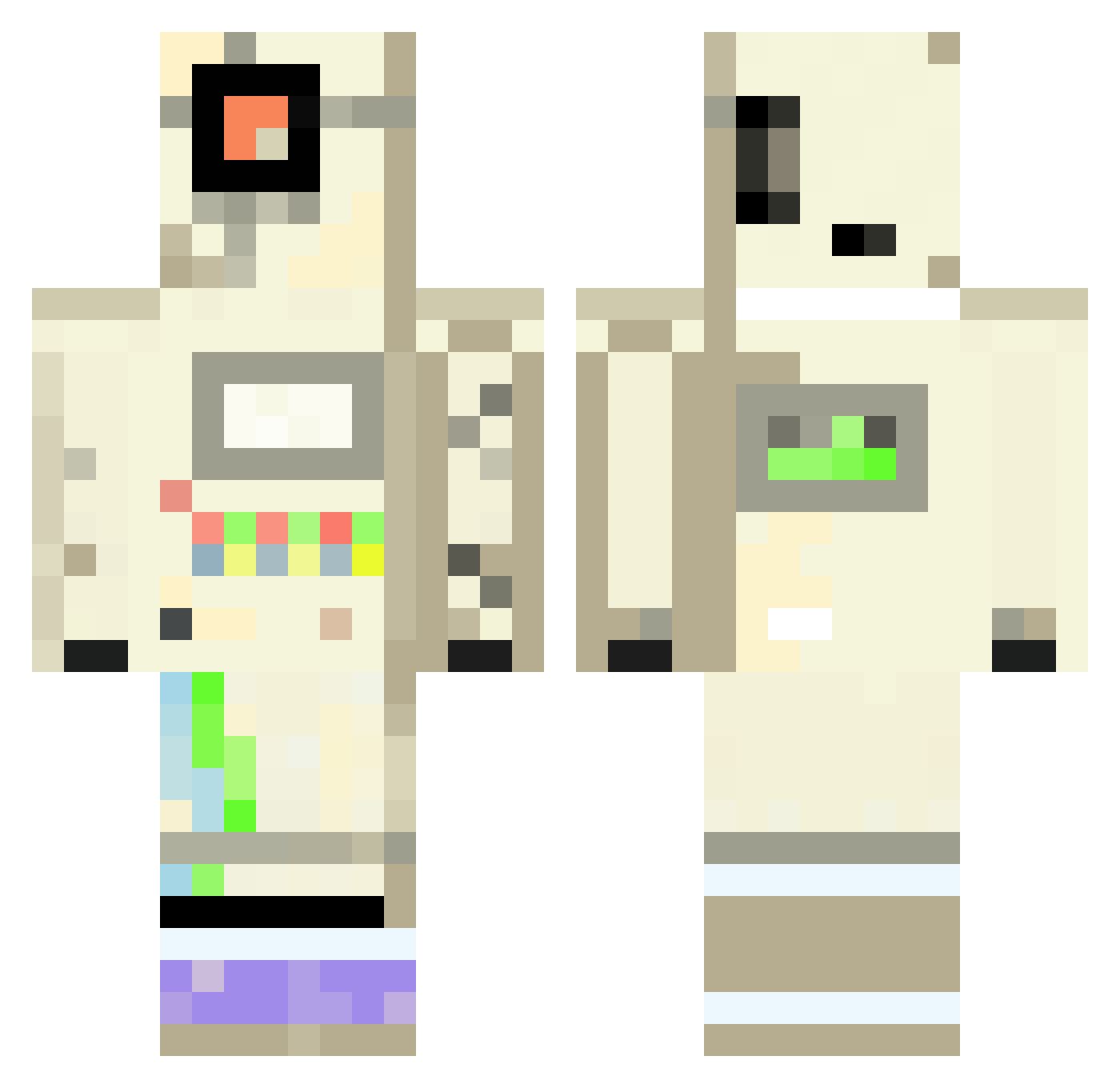 CalamitousPrime Minecraft skin, front and back view
