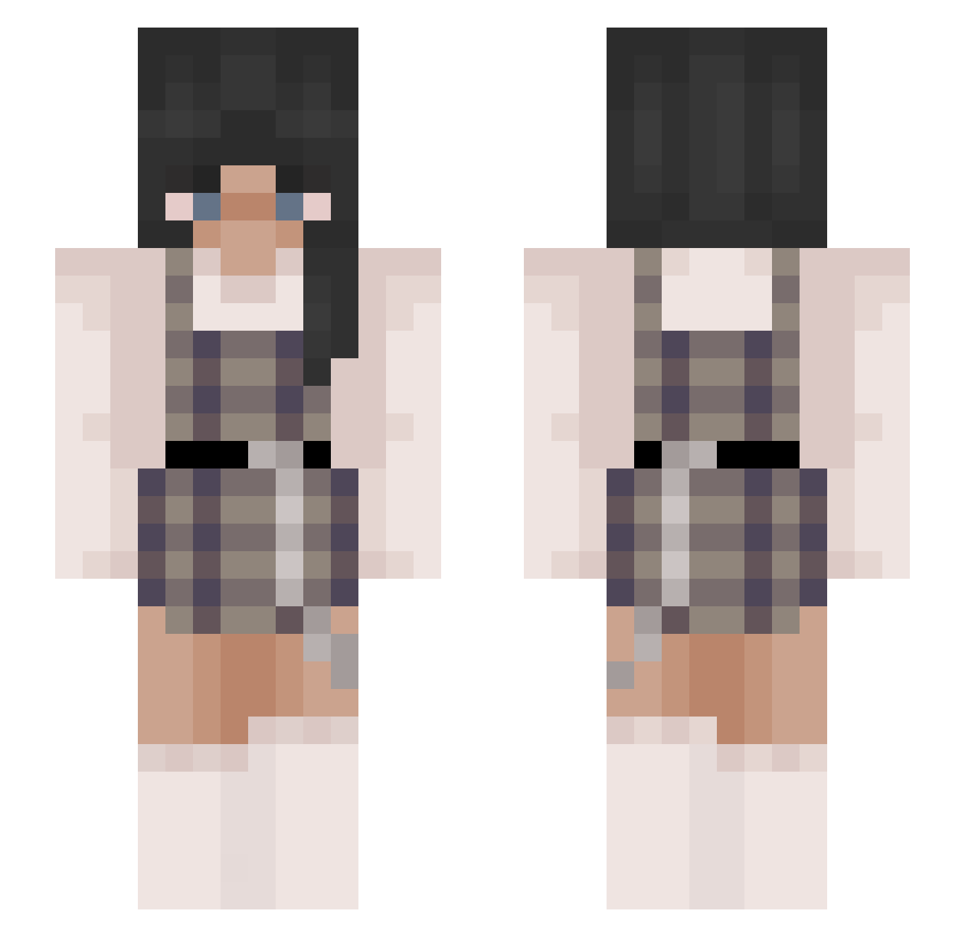 vyyee Minecraft skin, front and back view
