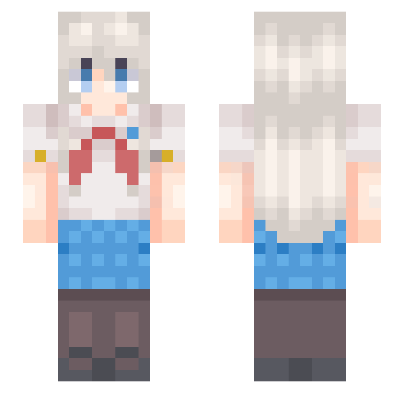 PZOR Minecraft skin, front and back view