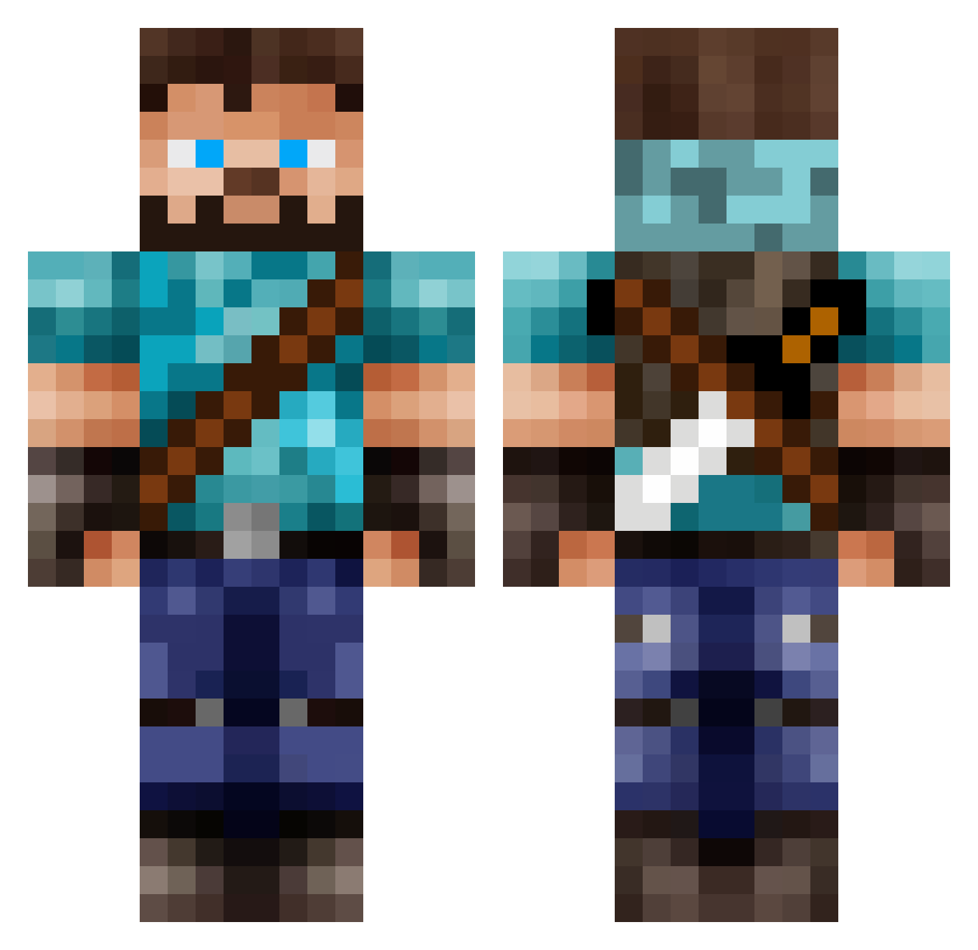 Marsimplo Minecraft skin, front and back view