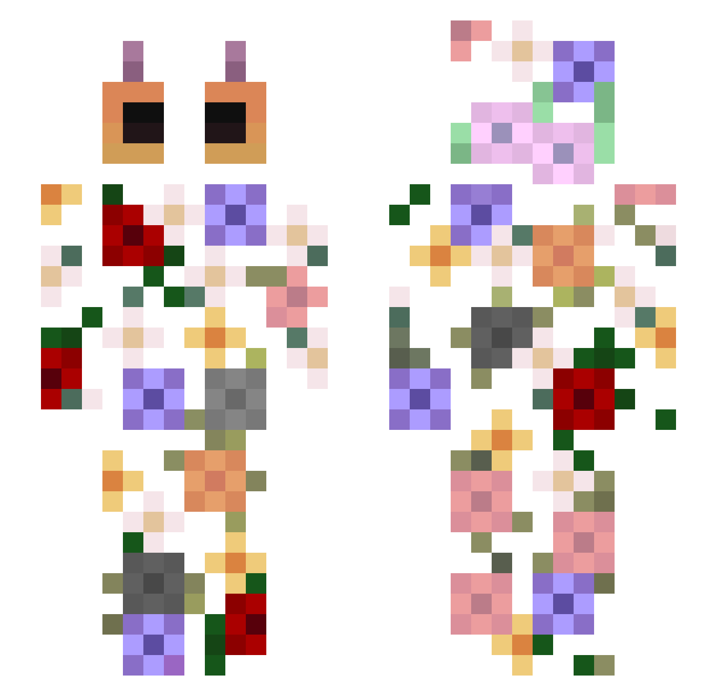 Grotyak Minecraft skin, front and back view