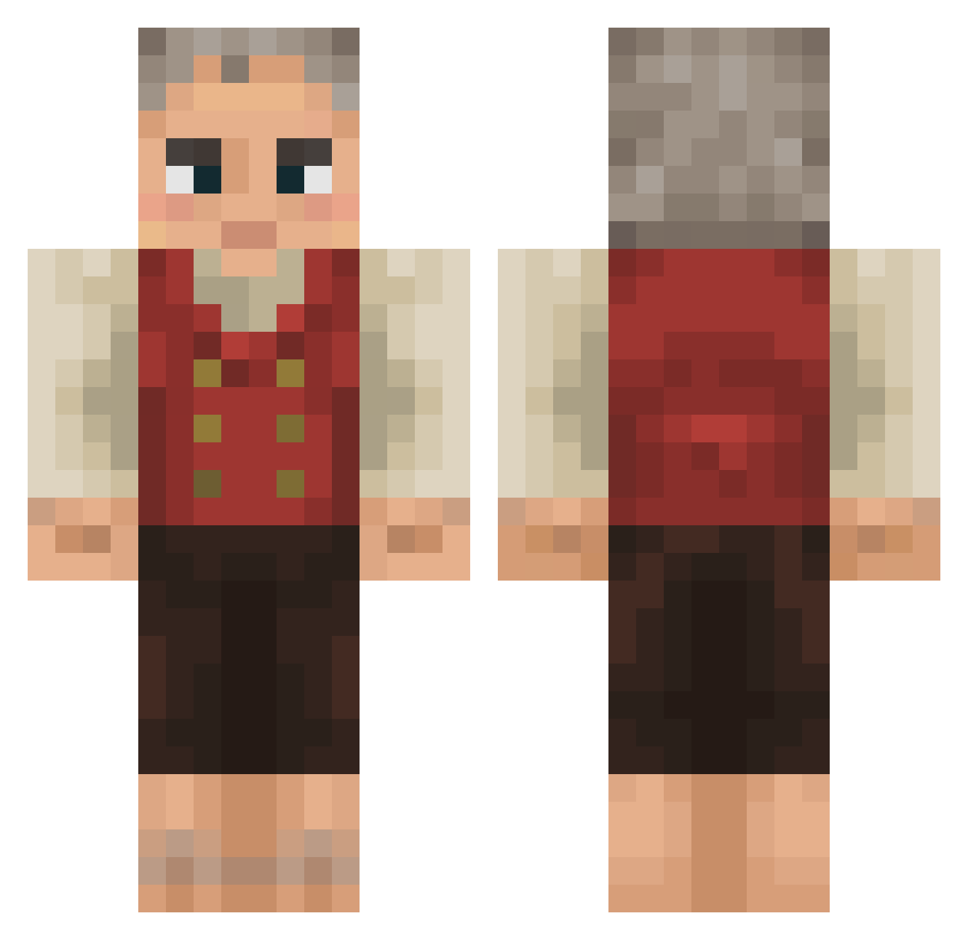 Eggsi17 Minecraft skin, front and back view