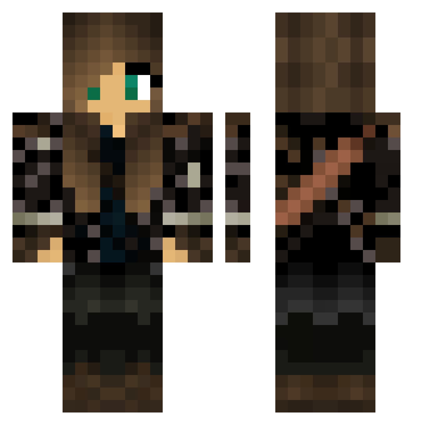 Waneheda Minecraft skin, front and back view