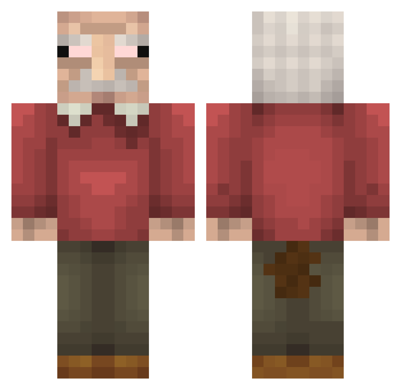 Diinternet Minecraft skin, front and back view
