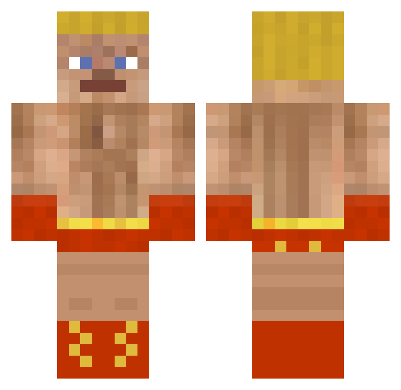 BLUEWHALECLUB Minecraft skin, front and back view