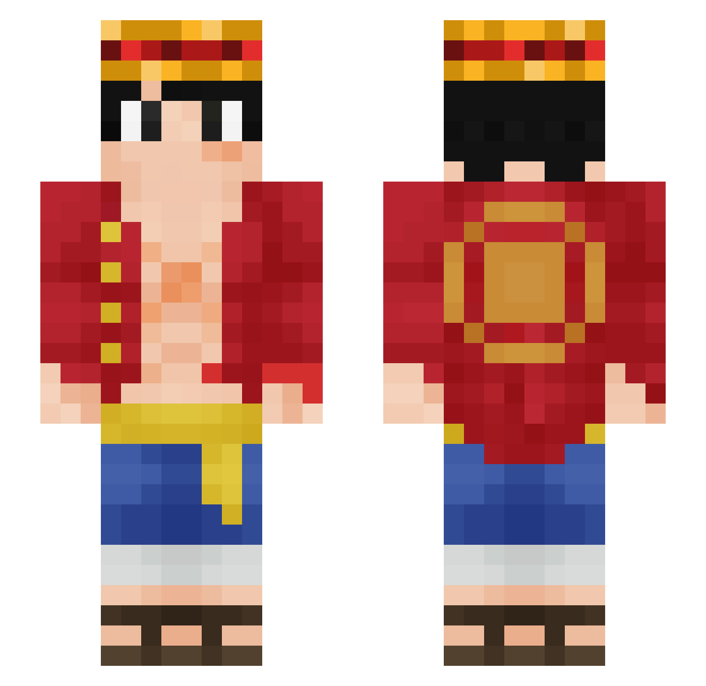 Goubetti Minecraft skin, front and back view