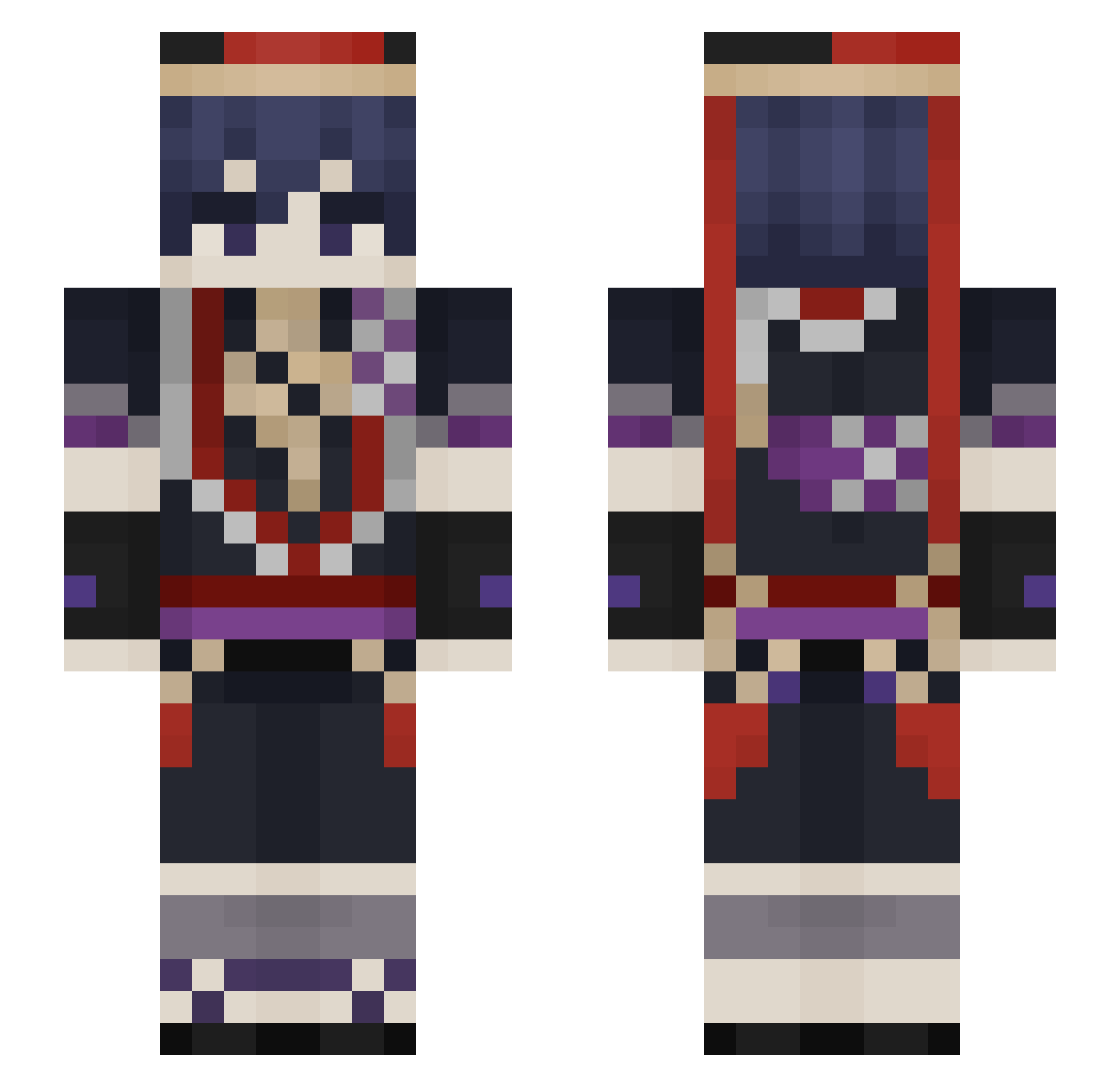 Luminaryi Minecraft skin, front and back view