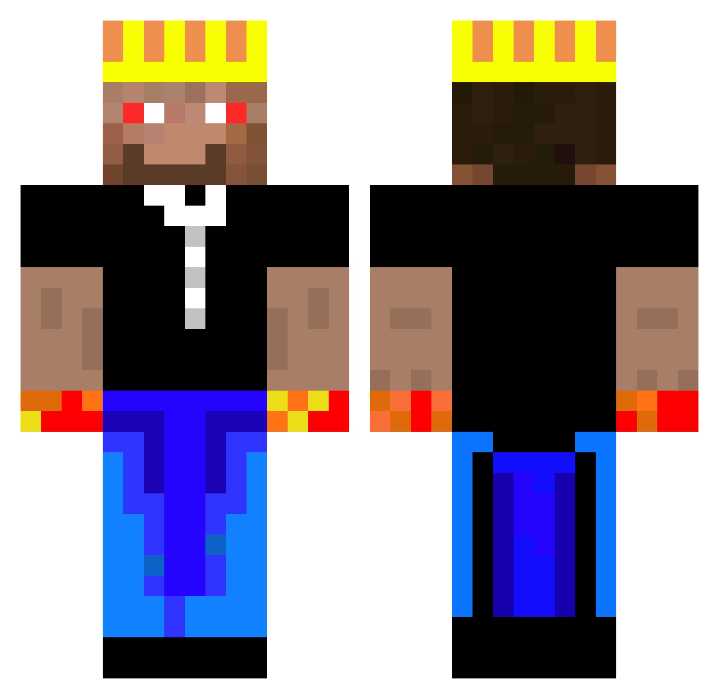 MazerOP Minecraft skin, front and back view