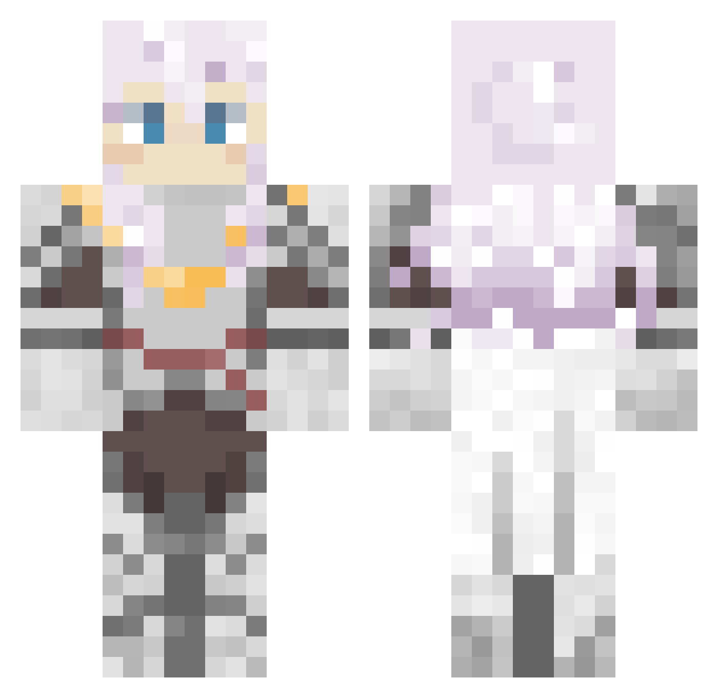 Avin8 Minecraft skin, front and back view