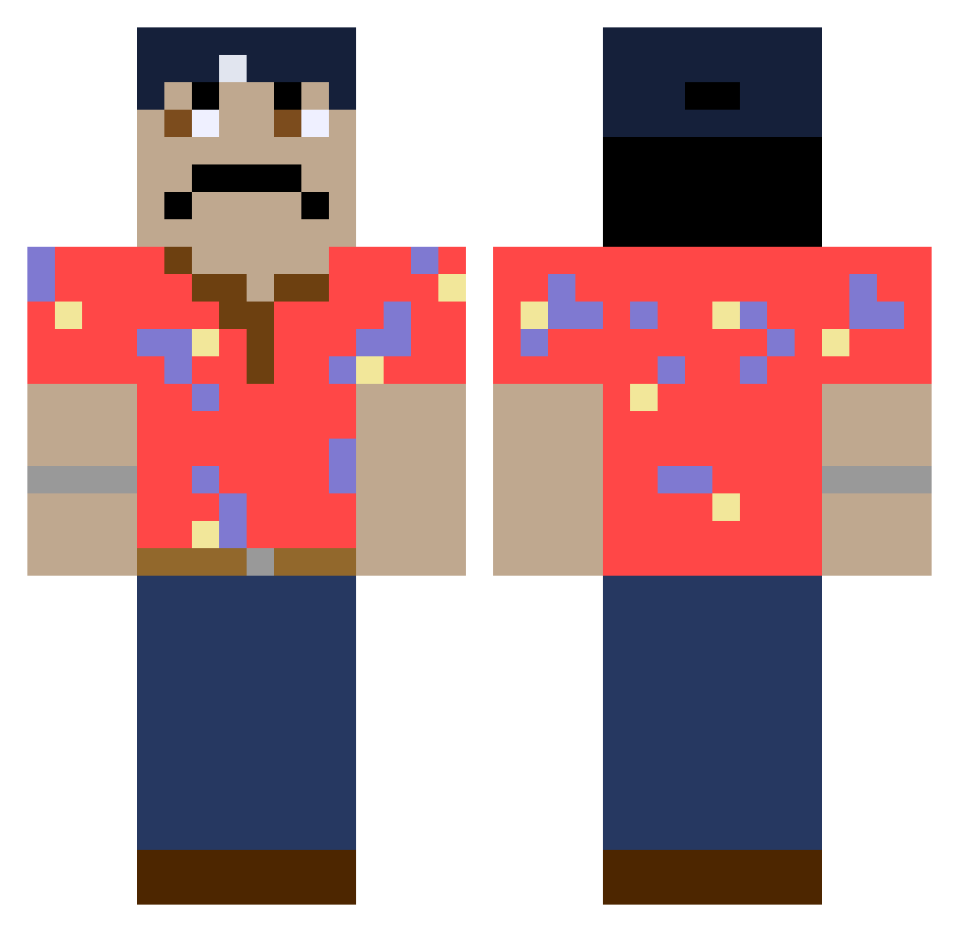 thewomble11 Minecraft skin, front and back view