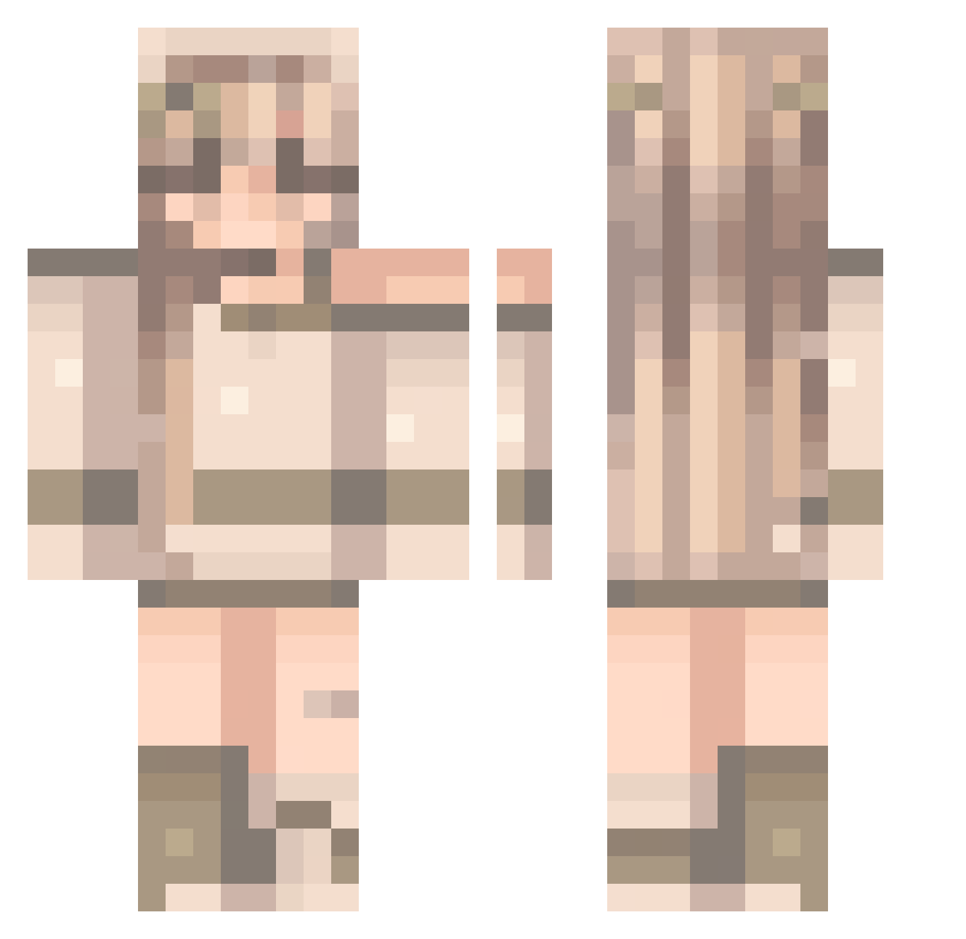 Fooor Minecraft skin, front and back view