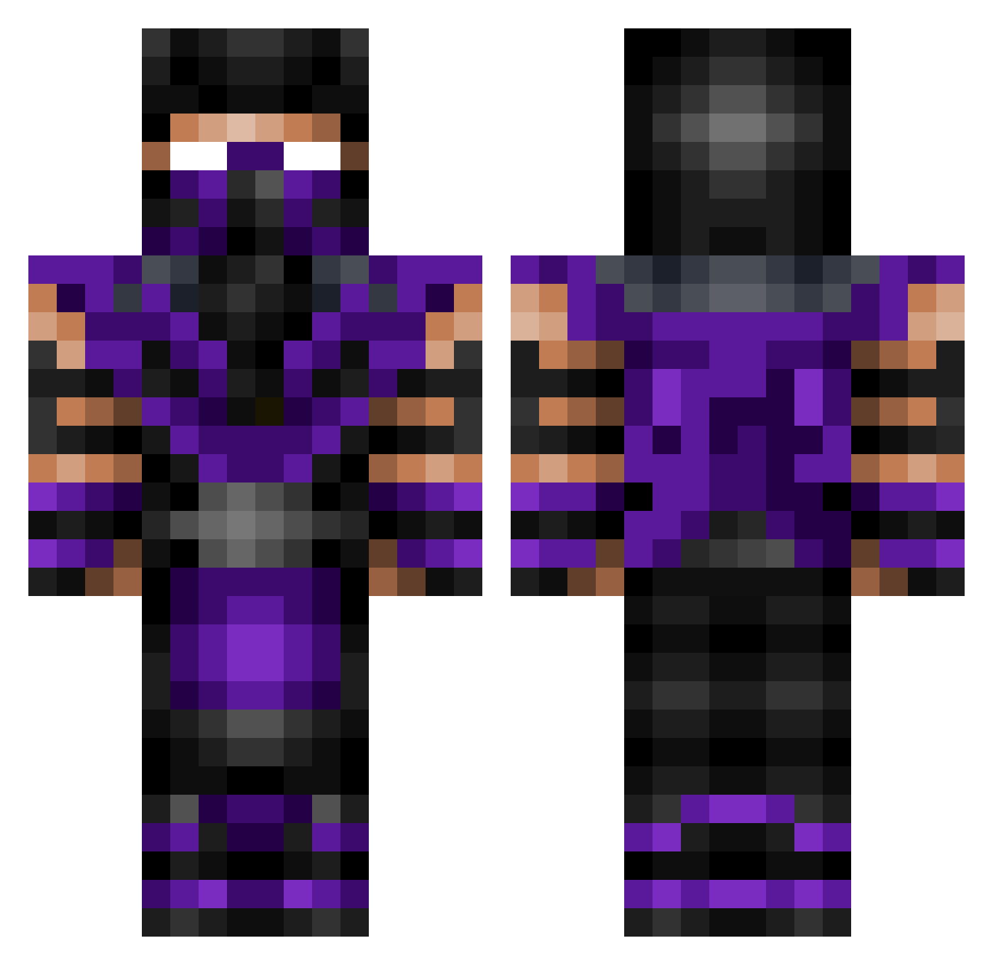 RvduOnLSD Minecraft skin, front and back view