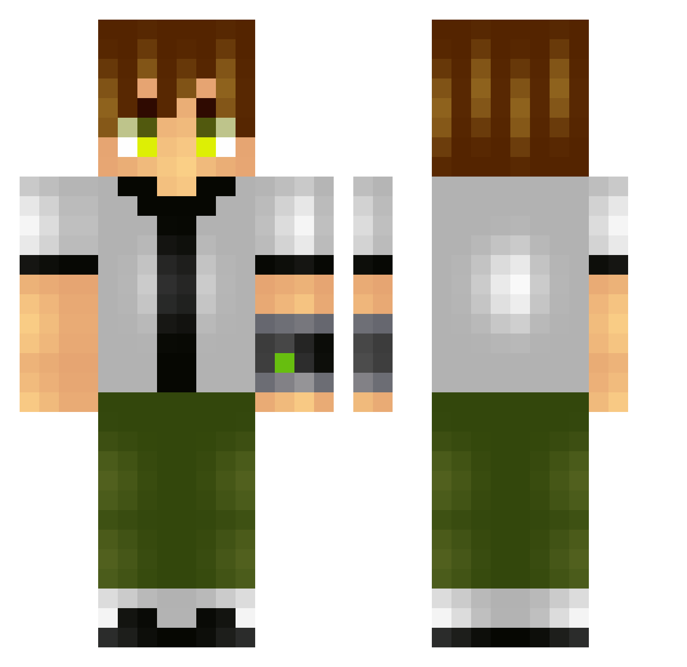 Zandlller Minecraft skin, front and back view