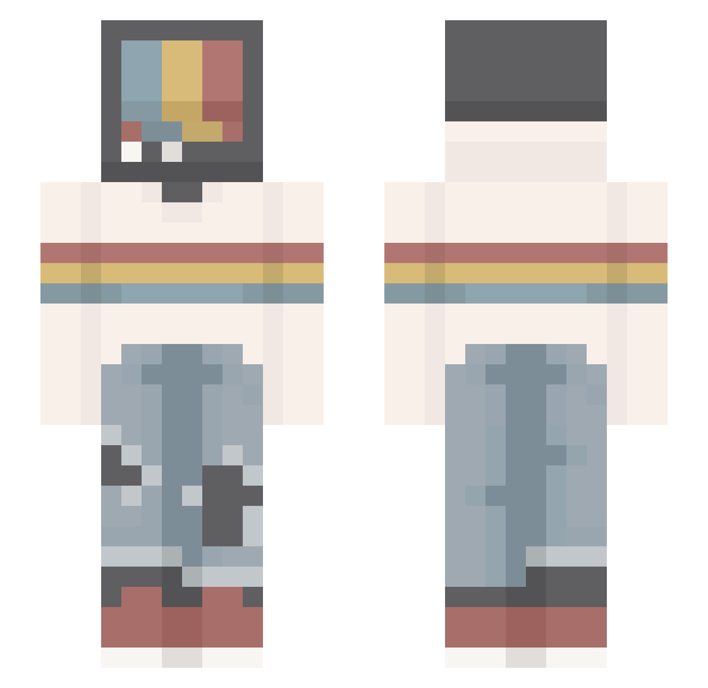 winrva Minecraft skin, front and back view