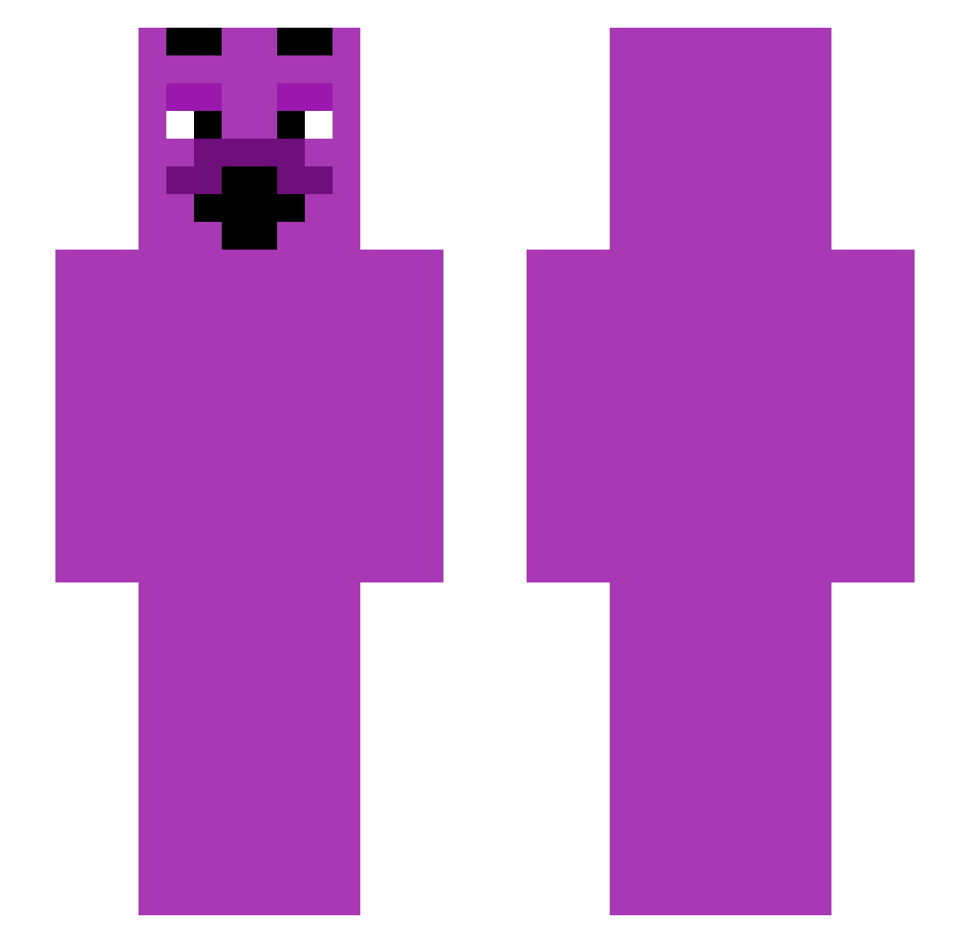 Quakzer Minecraft skin, front and back view