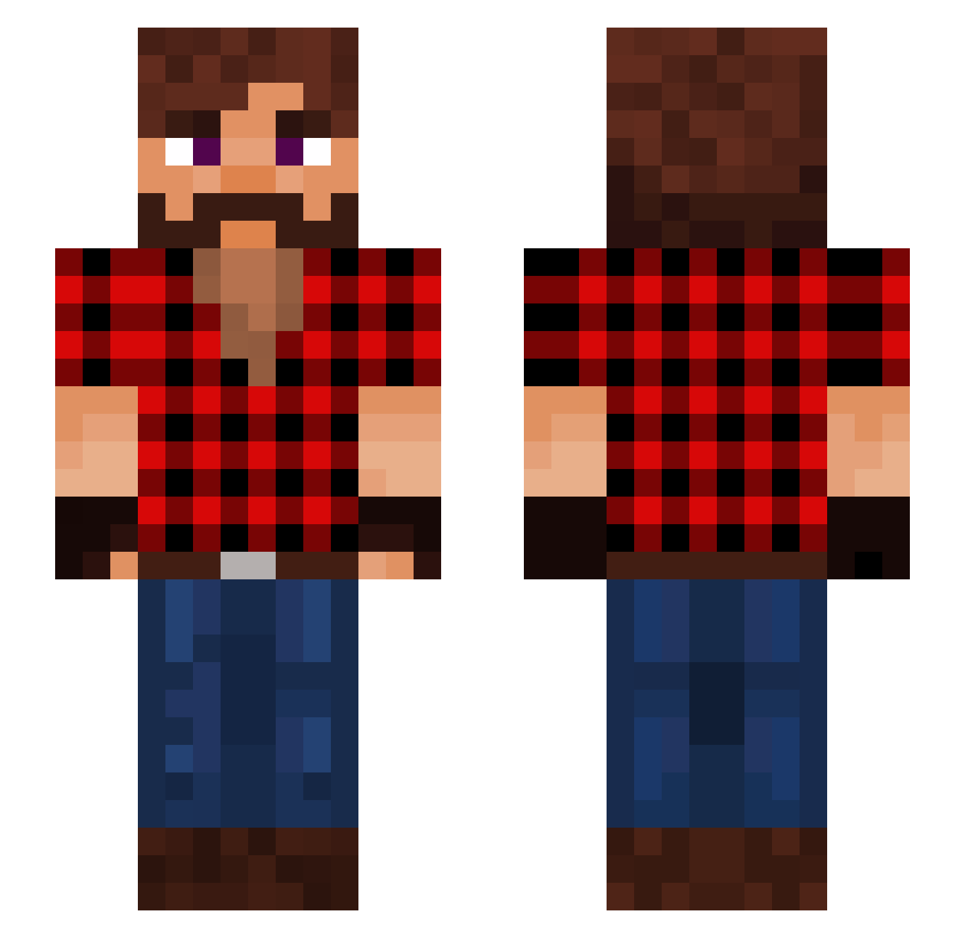 Woogler Minecraft skin, front and back view
