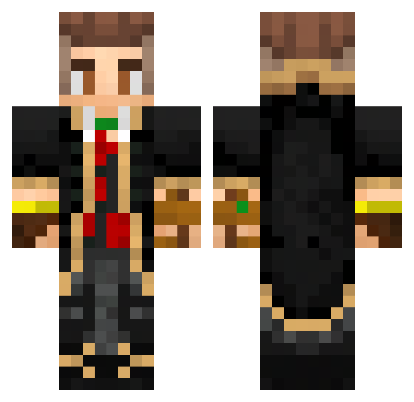 Rikkzera Minecraft skin, front and back view