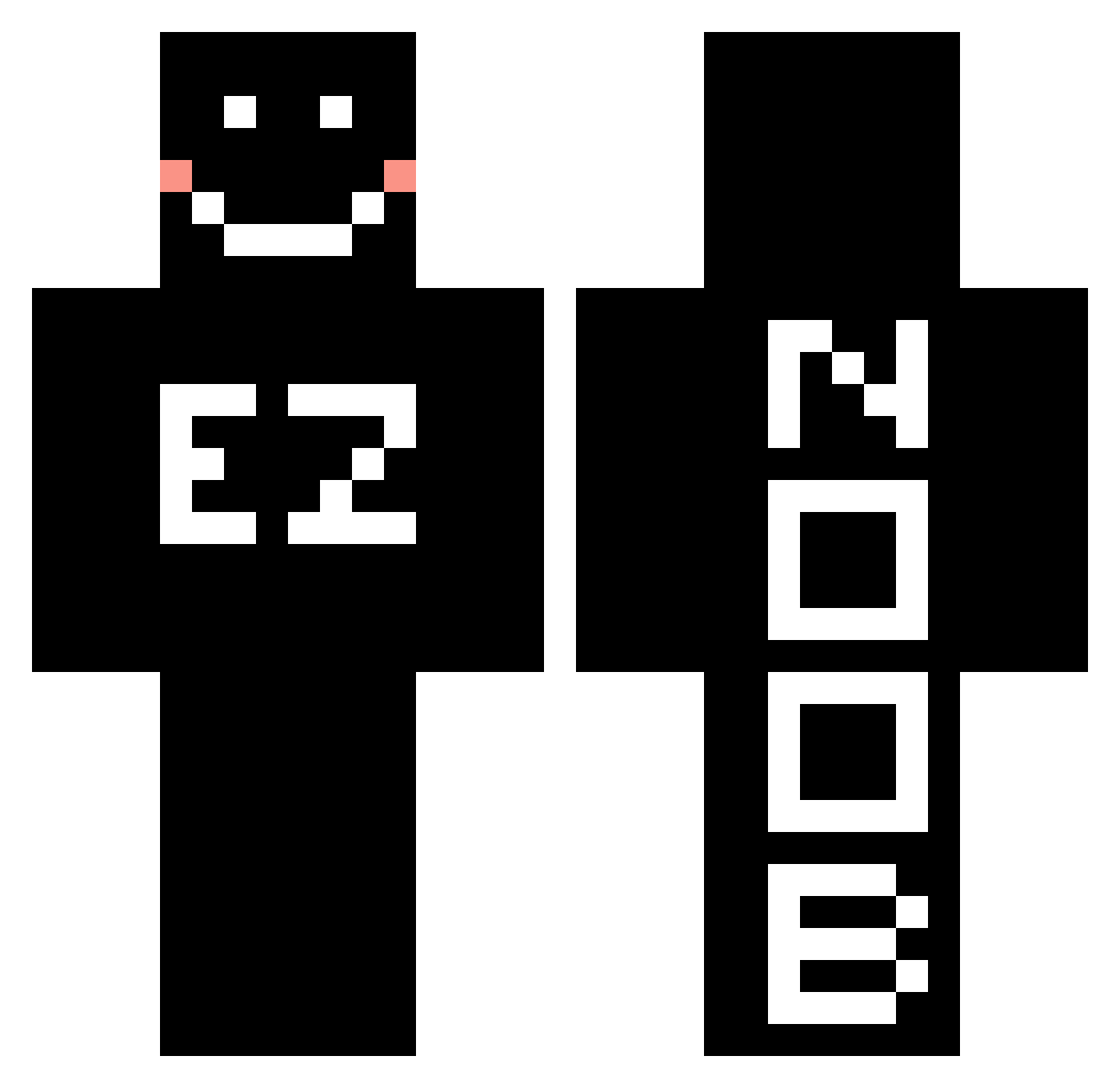 Kyeicks Minecraft skin, front and back view